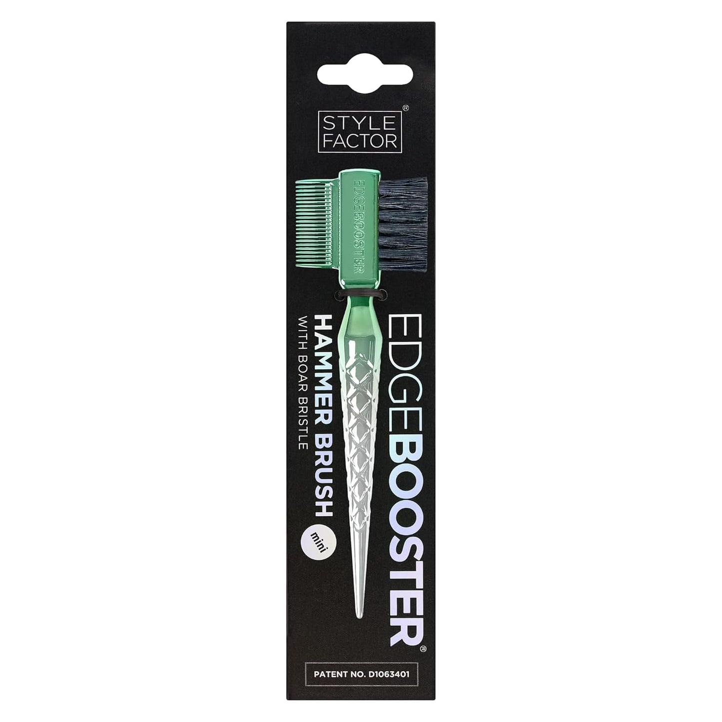 STYLE FACTOR EDGE BOOSTER® Hammer Brush Rat Tail– Double-Sided Edge Control Brush & Comb with Boar Bristles – For Edges, Slick Backs, Baby Hair Styling, and Taming Flyaways- Travel Size
