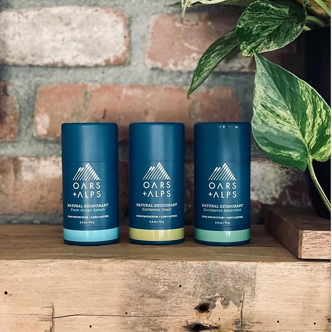 Oars + Alps Aluminum Free Deodorant for Men and Women, Dermatologist Tested and Made with Clean Ingredients, Travel Size, Eucalyptus Spearmint, 2 Pack, 2.6 Oz Each