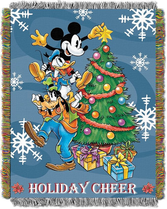 Disney's Mickey Mouse, "Spread Cheer" Woven Tapestry Throw Blanket, 48" x 60", Multi Color