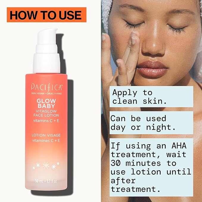 Pacifica Beauty Glow Baby VitaGlow Face Lotion and Brightening Face Wash Set, Skincare, Vitamin C and E, AHA, Exfoliator, Cleanser, Hydrating, Moisturizer, Vegan, 1.7 fl oz and 5 fl oz (Set of 2)