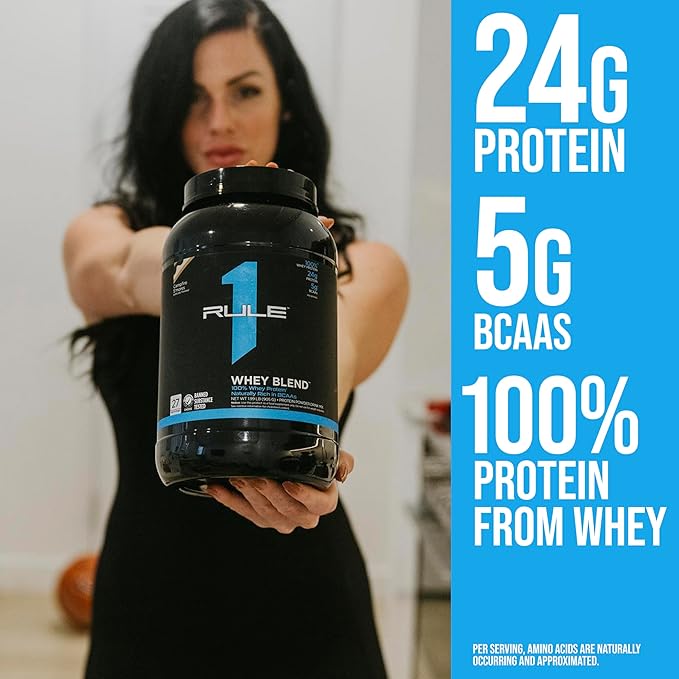 Rule One Proteins, R1 Whey Blend - 24g Fast-Acting Whey Protein Concentrates, Isolates, and Hydrolysates Per Serving, with Naturally Occurring EAAs and BCAAs (5 Pounds*, Toasted Cinnamon Cereal)