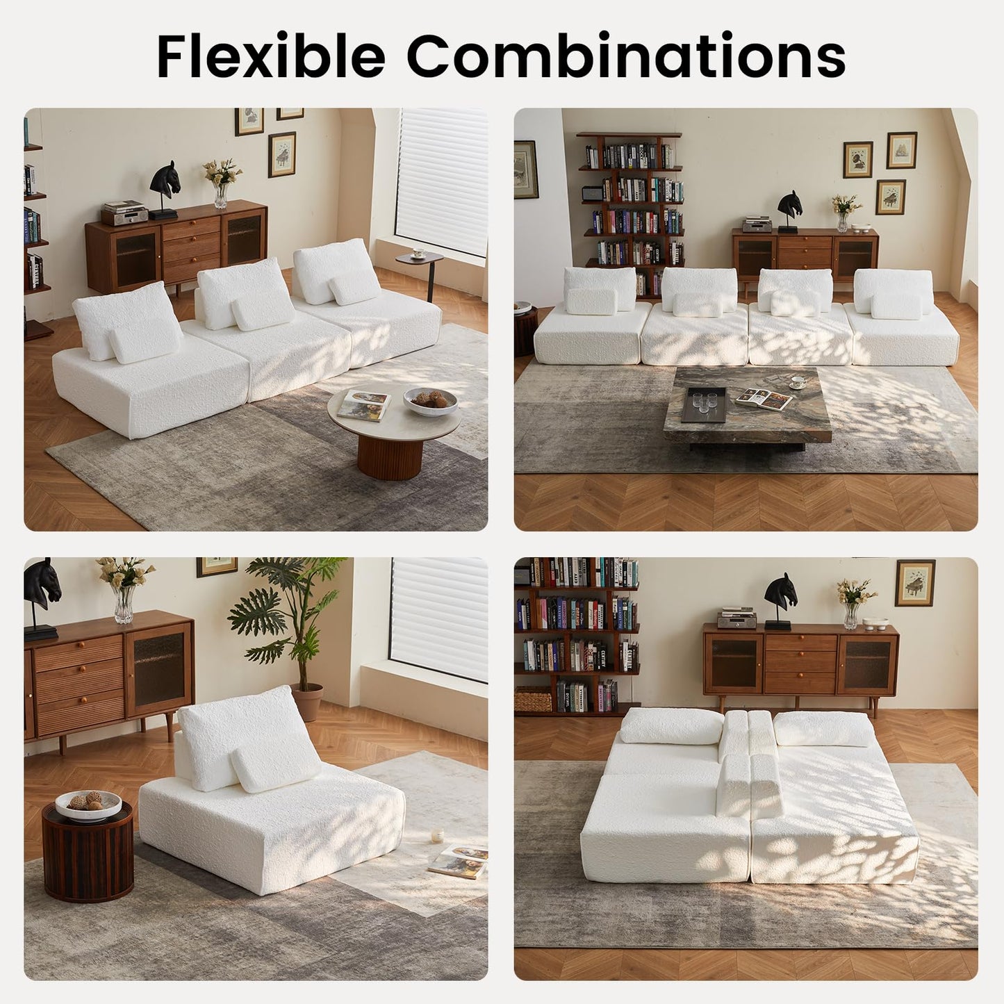 Cloud Combination Sofa, Free Combination Deep Seat Corner Sofa, Corduroy Cloud Sectional Couch, Modern Minimalist Modular Couch for Living Room Bedroom, No Assembly Required (2*Sofa Module)
