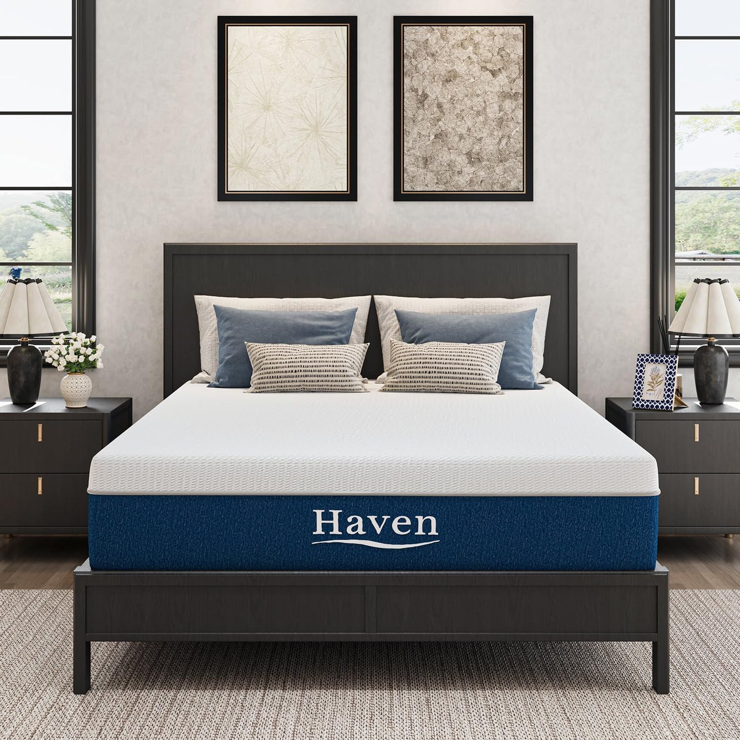 EGOHOME 12 Inch Queen Mattress, Memory Foam, Bed in a Box, Medium Firm Mattress for Back Pain Relief, Fiberglass Free, CertiPUR-US Certified, 60”x80”x12”, White