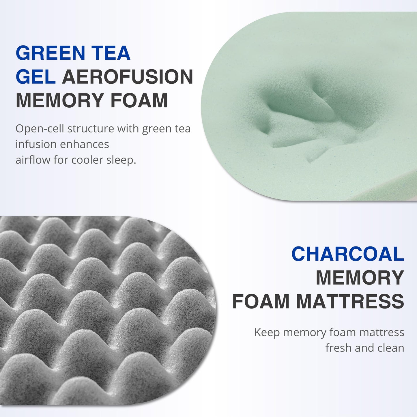 Gelsea 12 Inch Queen Green Tea Memory Foam Mattress for Cool Sleep & Pressure Relief, Bed in a Box, Removable Cover No Fiberglass, CertiPUR-US Certified