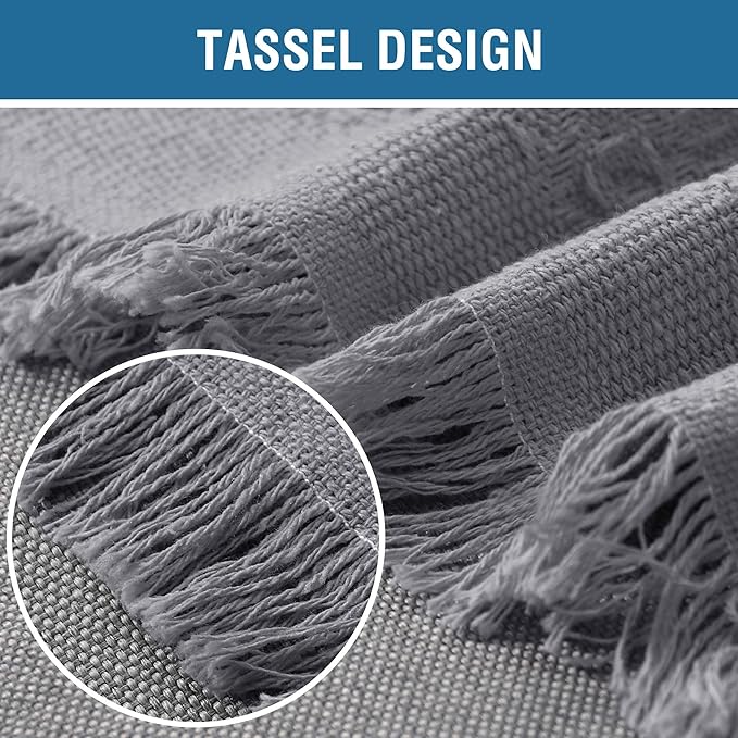 H.VERSAILTEX Cotton Sofa Covers Couch Cover Sofa Slipcover for Most Shape Sofas, Feature Thick Woven Jacquard Seamless with Tassels, Multi-Use Decorative for Couch (XX-Large: 91" x 134", Grey)