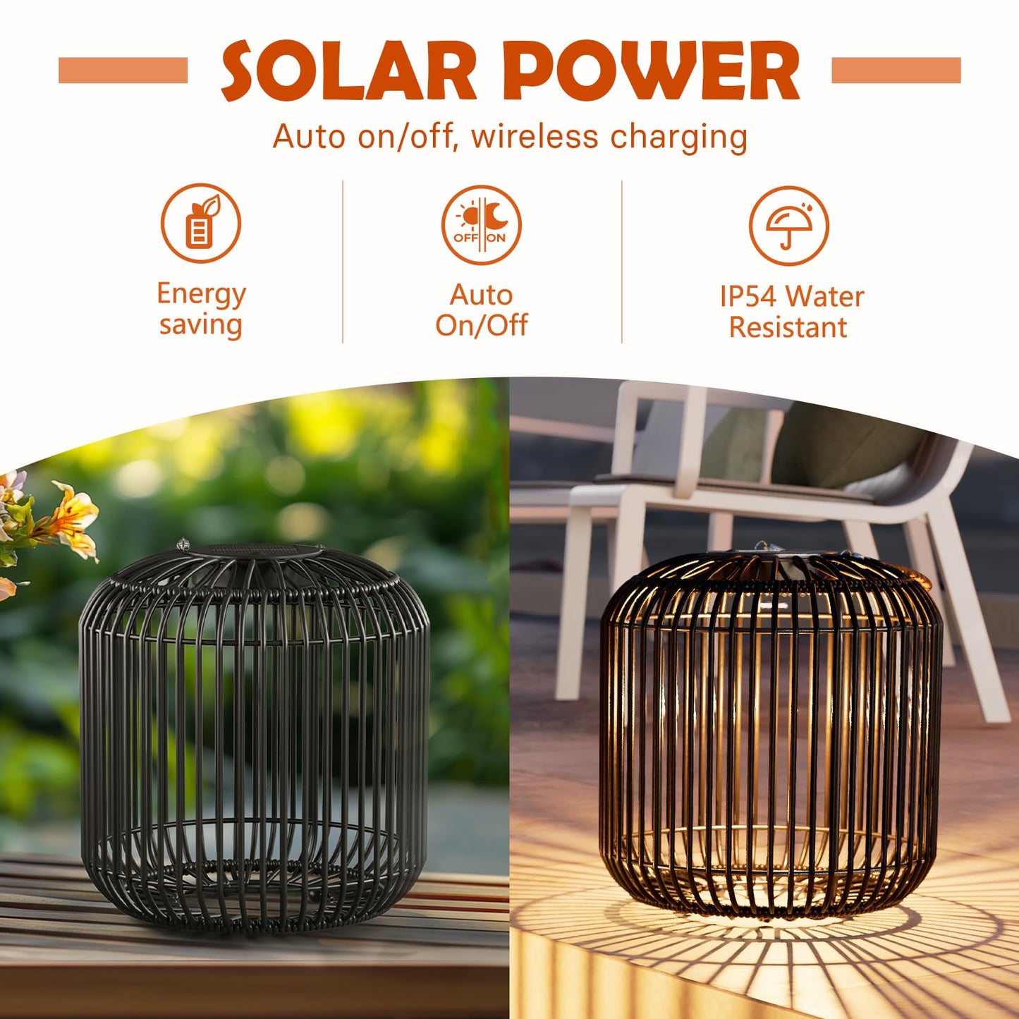Solar Yard 2-Pack Outdoor Solar Lamp, Water-Resistant Lights for Outside Hanging Lantern Table Lamp Lights Decoration for Garden, Yard, Patio, Porch, Trees, Pathway, Black and Natural