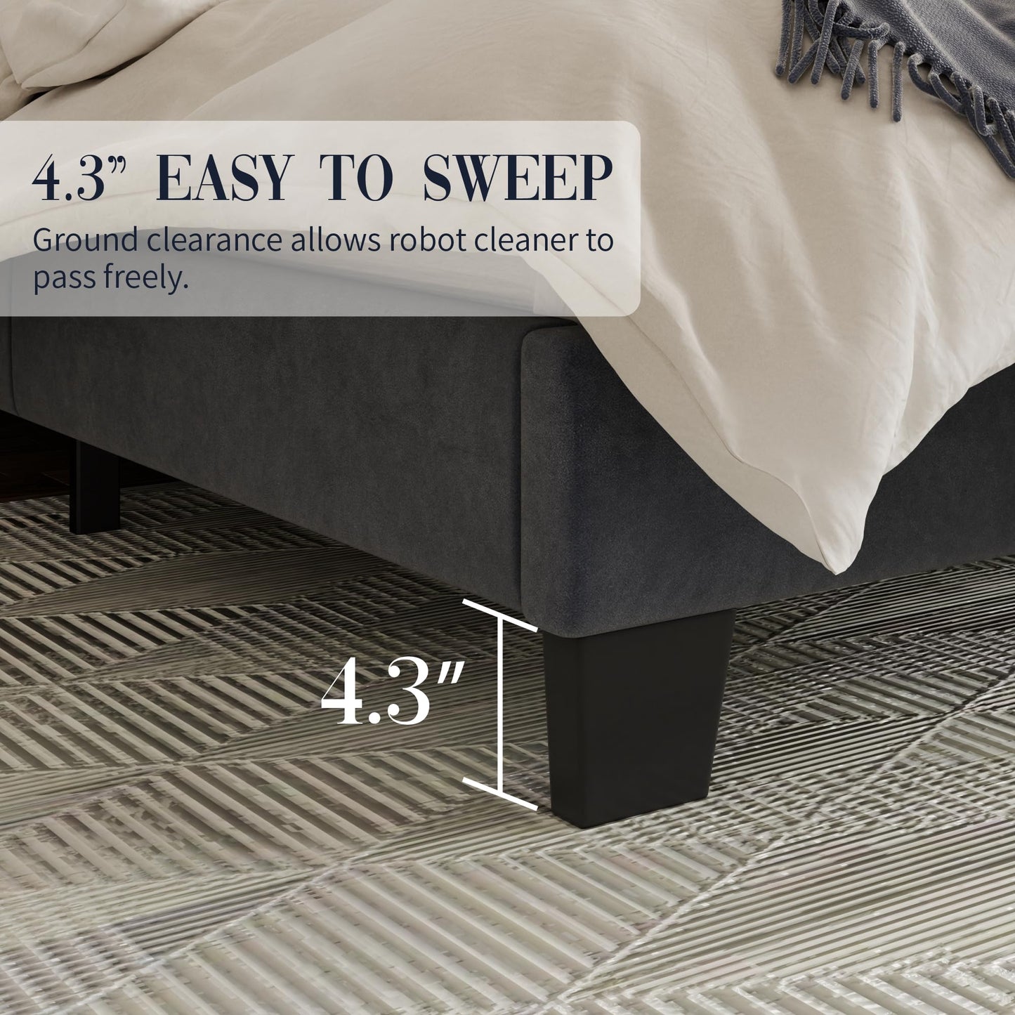 SwnftWinnt Queen Size Upholstered Bed Frame, Velvet Luxury Wingback Headback, Platform Bed with Deep Button Tufted & Nailhead Trim, No Box Spring Needed, Noise Free, Easy Assembly, Grey