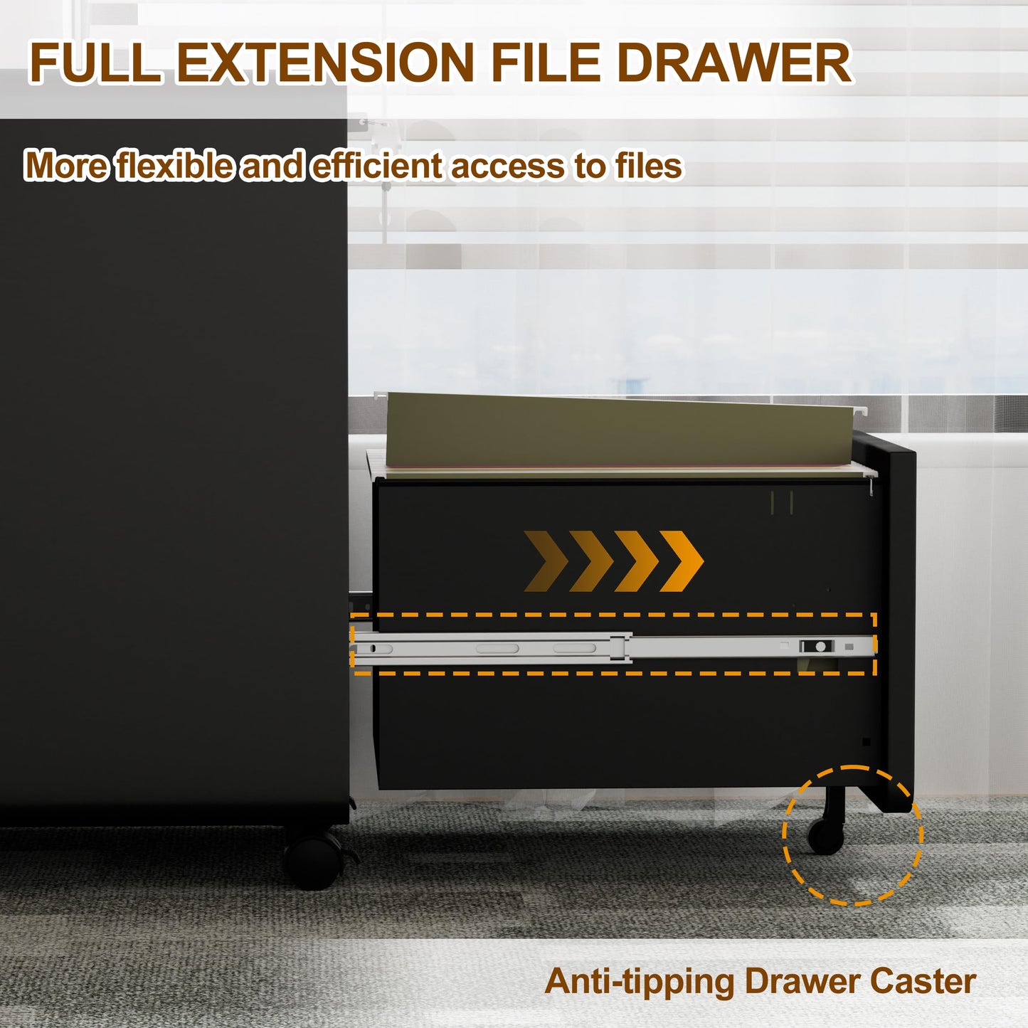 LVSTEEL 3 Drawer File Cabinet with Lock and 4 Keys, Mobile Metal Filing Cabinet, File Cabinets for Home Office, Under Desk, Pre-Assembly, File Drawer, Letter/Legal/A4 Hanging File Folders