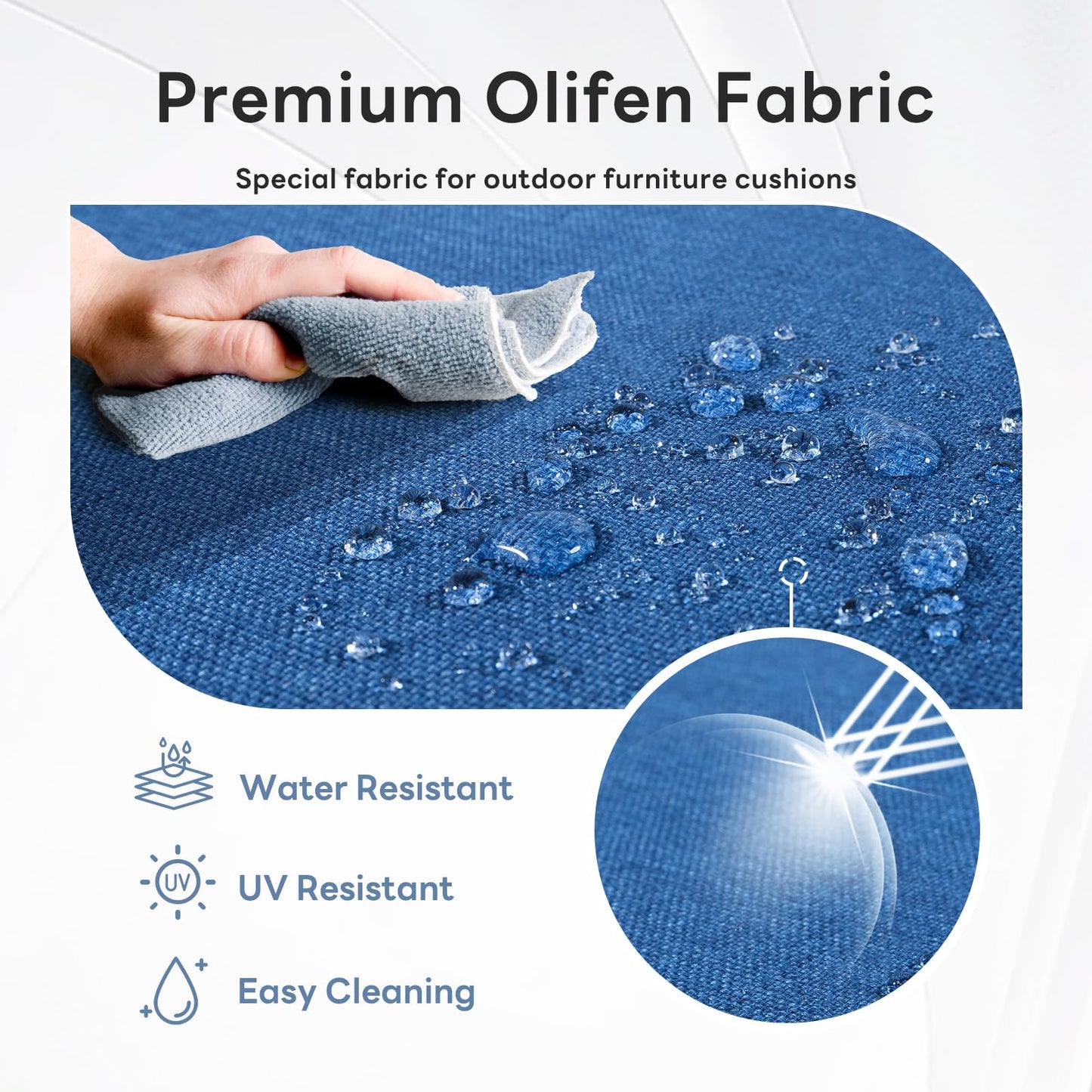 Artfurniz 6" Thicker Outdoor Chair Cushion 4 Sets - 24" *24" *6" Waterproof Patio Furniture Cushions with Removable Cover, 28D High Density Sponge Filling Thicken Outdoor Patio Cushions - Blue