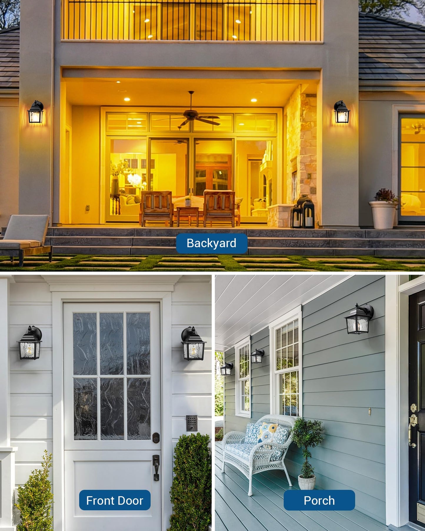 DEWENWILS 2 Pack Dusk to Dawn Outdoor Wall Light Fixture, Wall Lantern Porch Light with Glass Shade, Waterproof Outdoor Wall Sconce Lamp for Garage, Backyard (Classic)