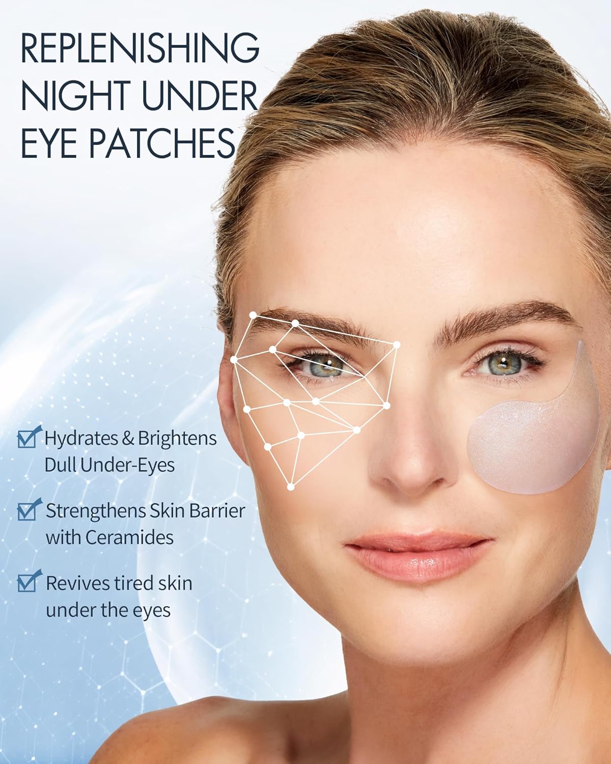 depology Replenish & Repair Under Eye Patches for Puffy Eyes, Wrinkles (60 Patches) | Hydrating with Ceramides and Hyaluronic Acid for All Skin Types | Botanical Extracts Eye Gel Pads 2.96 fl oz