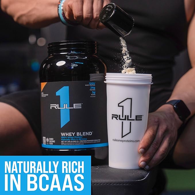 Rule One Proteins, R1 Whey Blend - 24g Fast-Acting Whey Protein Concentrates, Isolates, and Hydrolysates Per Serving, with Naturally Occurring EAAs and BCAAs (5 Pounds*, Vanilla Ice Cream)