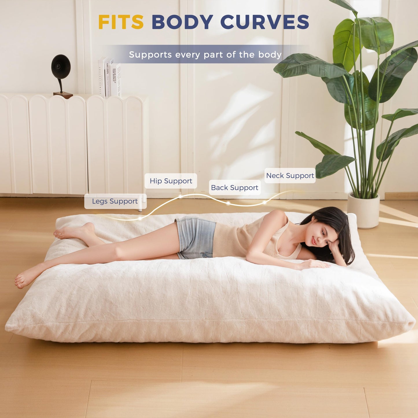 MAXYOYO 3 in 1 Bean Bag Chair, Giant Bean Bag Sofa Bed, Floor Mattress with High-Density Foam Filling and Machine Washable Cover, Bean Bag Chair for Adult
