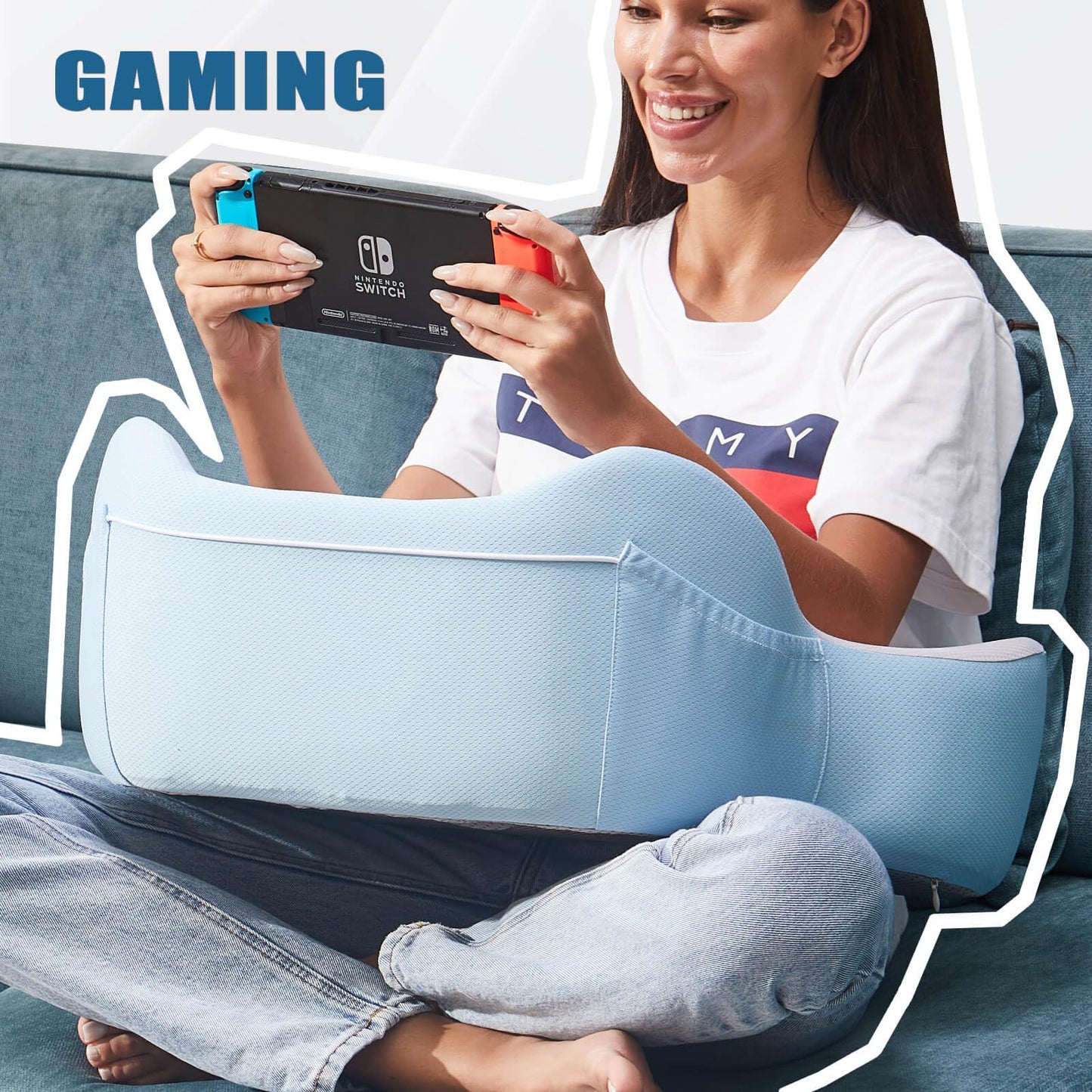 cooloo8 Reading Pillow, Lap Desk, Lap Desk with Cushion, Soft Laptop Pillow for Lap, Portable Desk Pillow, Gaming Pillow Work Pillow for Bed, Couch, Car