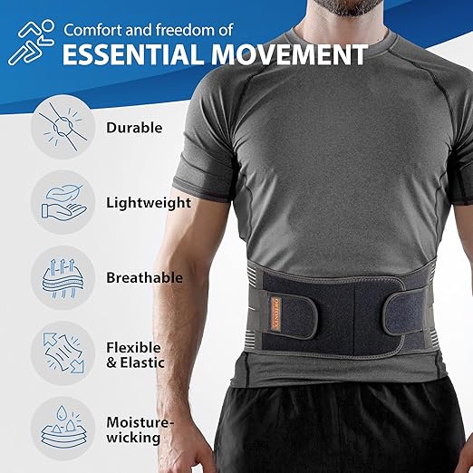 ORTONYX Lower Back Support Belt for Men and Women, Heavy Wok Lifting, Back pain Relief, Herniated Disc, Sciatica/Black S