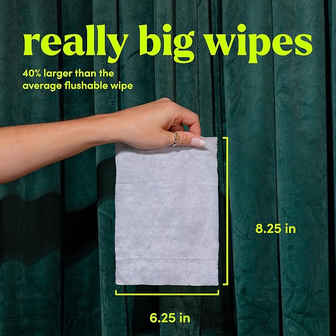 goodwipes Flushable Butt Wipes - Extra Large Adult Wet Wipes For Women & Men - Bathroom Essentials - Sewer & Septic Safe - Lavender, 153 Count (3 Packs + 3 Individually Wrapped)