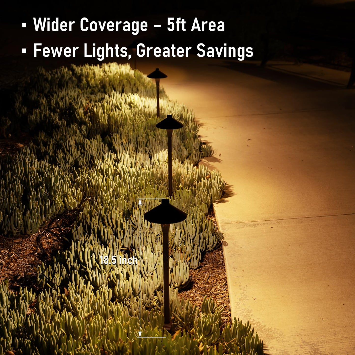 LEONLITE Update 5CCT Low Voltage Pathway Lights, 12-24V LED Landscape Path Light, 1800/2700/3000/4000/5000K, CRI90, IP65 Waterproof Landscape Lighting, Aluminum Housing, Oil Rubbed Bronze, Pack of 6