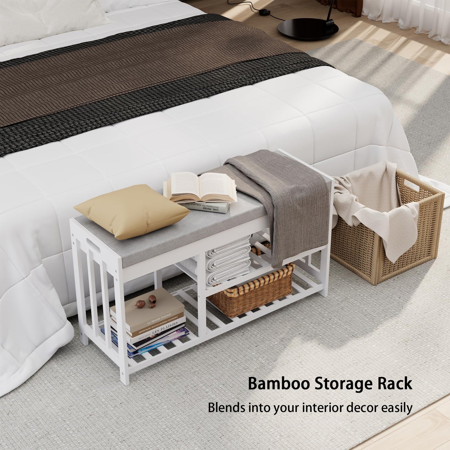 APRTAT 3-Tier Bamboo Shoe Rack Bench, Shoe Storage Organizer Bench, Entryway Benchs, Shoes Rack for Front Door Entrance, Entryway Bathroom Bedroom