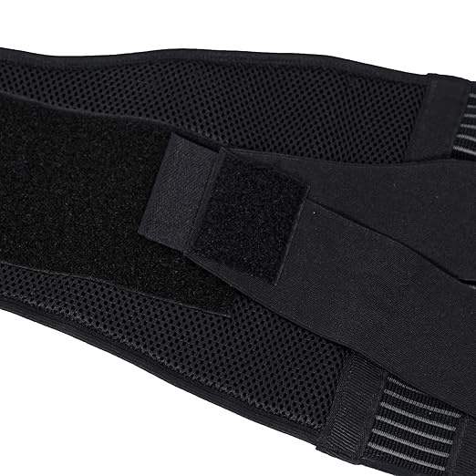 NeoTech Care Adjustable Compression Wide Back Brace Lumbar Support Belt (Charcoal, Size M)