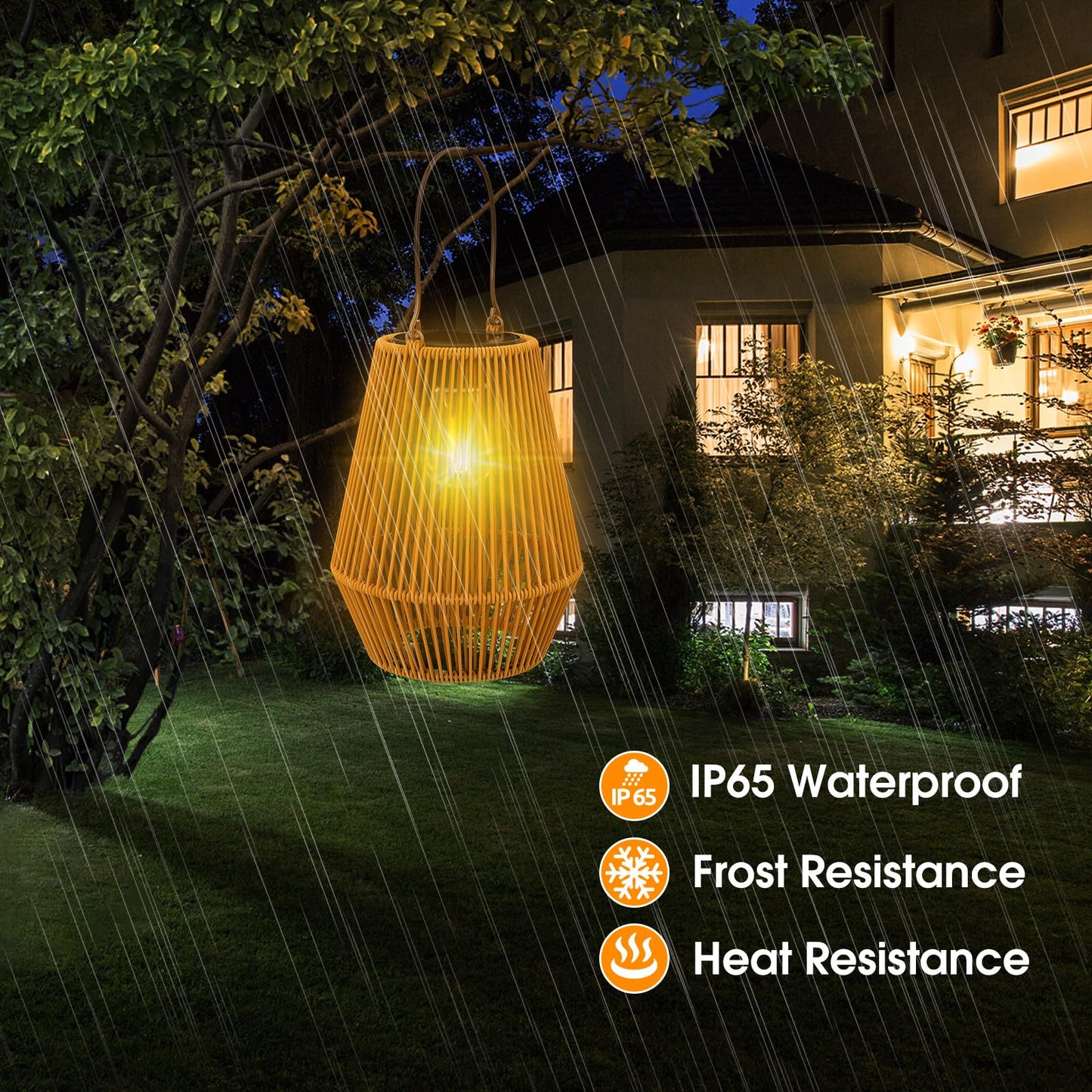 Solar Lanterns, KagoLing Solar Lanterns Outdoor Waterproof Hanging Solar Lights Outdoor Waterproof Solar Lamp Lights Decoration for Outside Garden,Yard,Patio,Porch,Trees,Lawn,Pathway Decor, 2 Pack