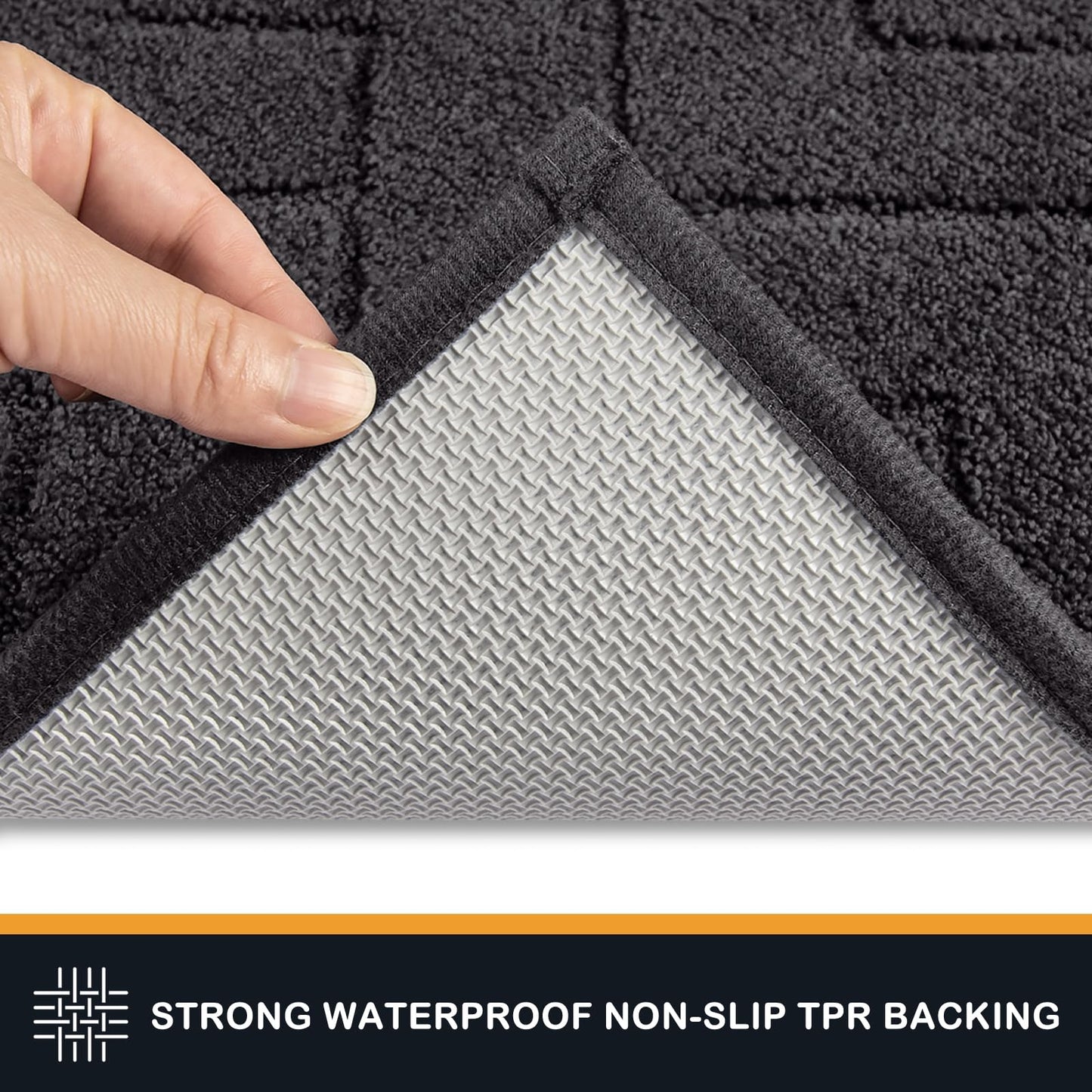 PURRUGS Dirt Trapper Door Mat 24" x 35.5", Non-Slip Machine Washable Entry Rug, Shoe Scraper, Dog Doormat, Super Absorbent Welcome Mat for Front & Back Door, Muddy Wet Shoes & Paws, Charcoal