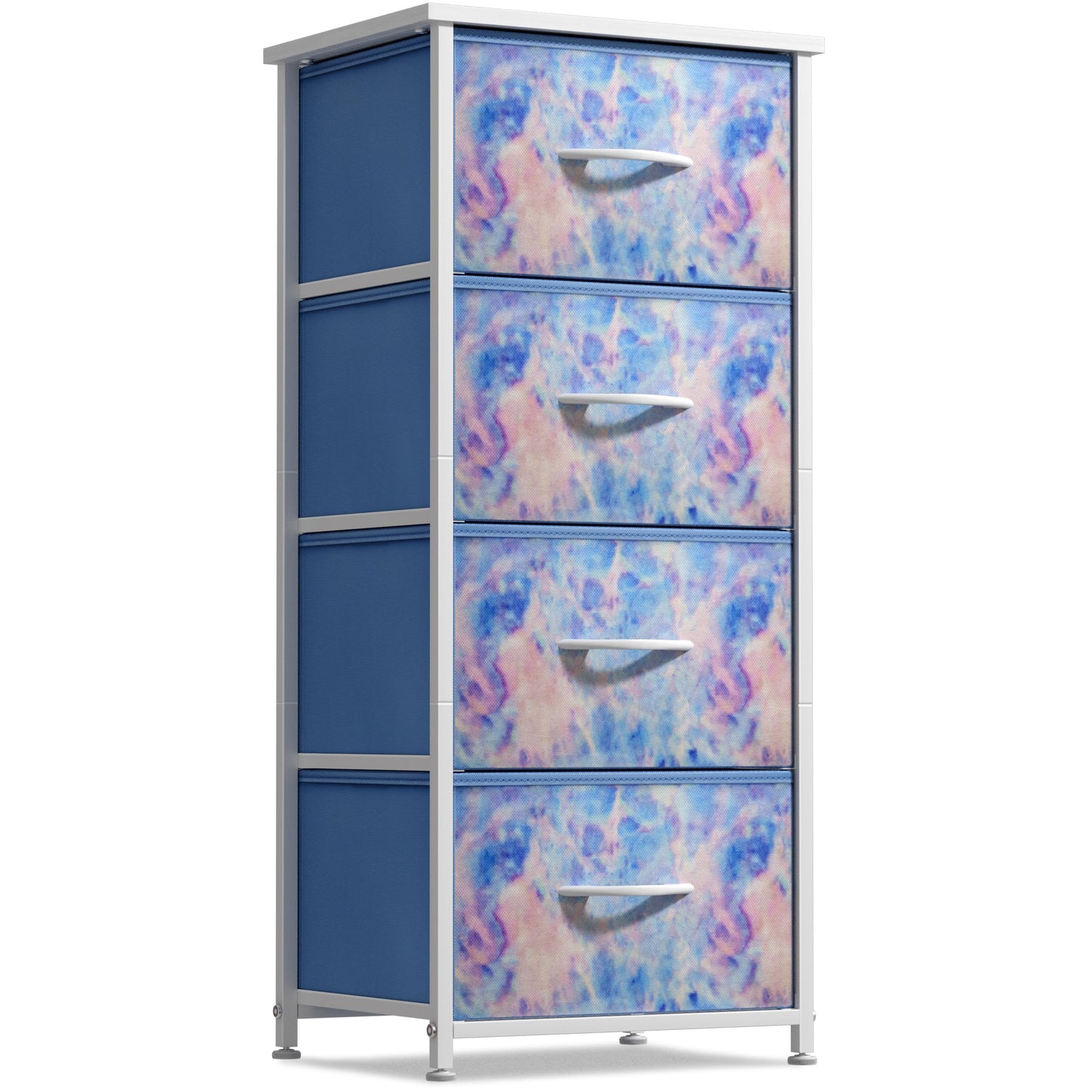 Sorbus Dresser Storage Tower, Organizer Drawers for Closet Boys & Girls Bedroom, Bedside Furniture, Chest for Home, College Dorm, Steel Frame, Wood Top, Tie-dye Fabric Bins (4-Drawer, Pastel Tie-dye)
