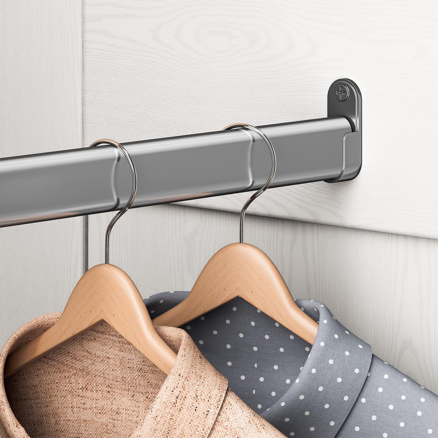 IRONCK Wooden Armoire Wardrobe Closet, 71" Tall Wardrobe Cabinet with Drawer and Door, Bedroom Wood White Clothes Storage Cabinet with Hanging Rod and Shelves