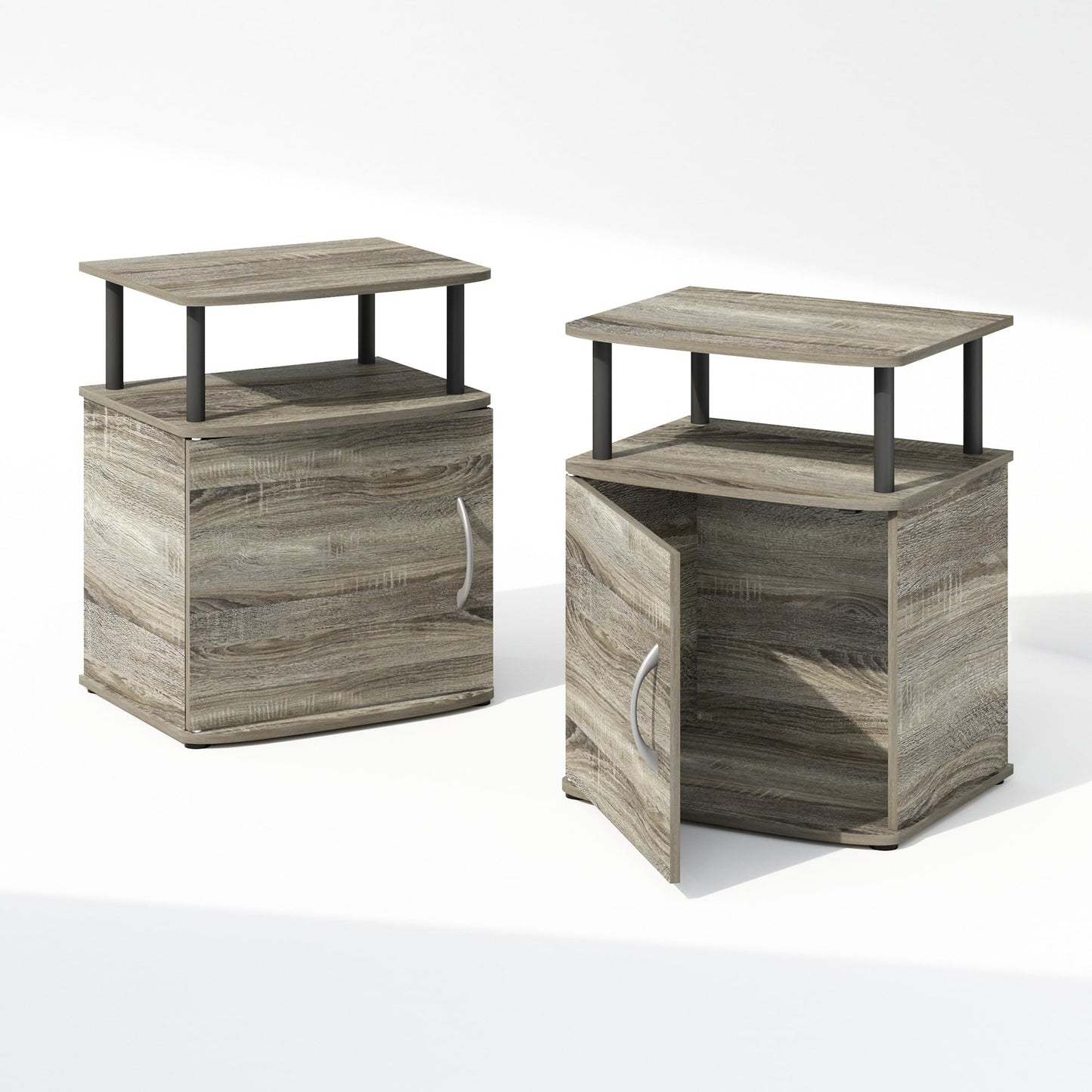 Furinno Tidur Utility Design Nightstand, Bedside Table, Black, Set of 2