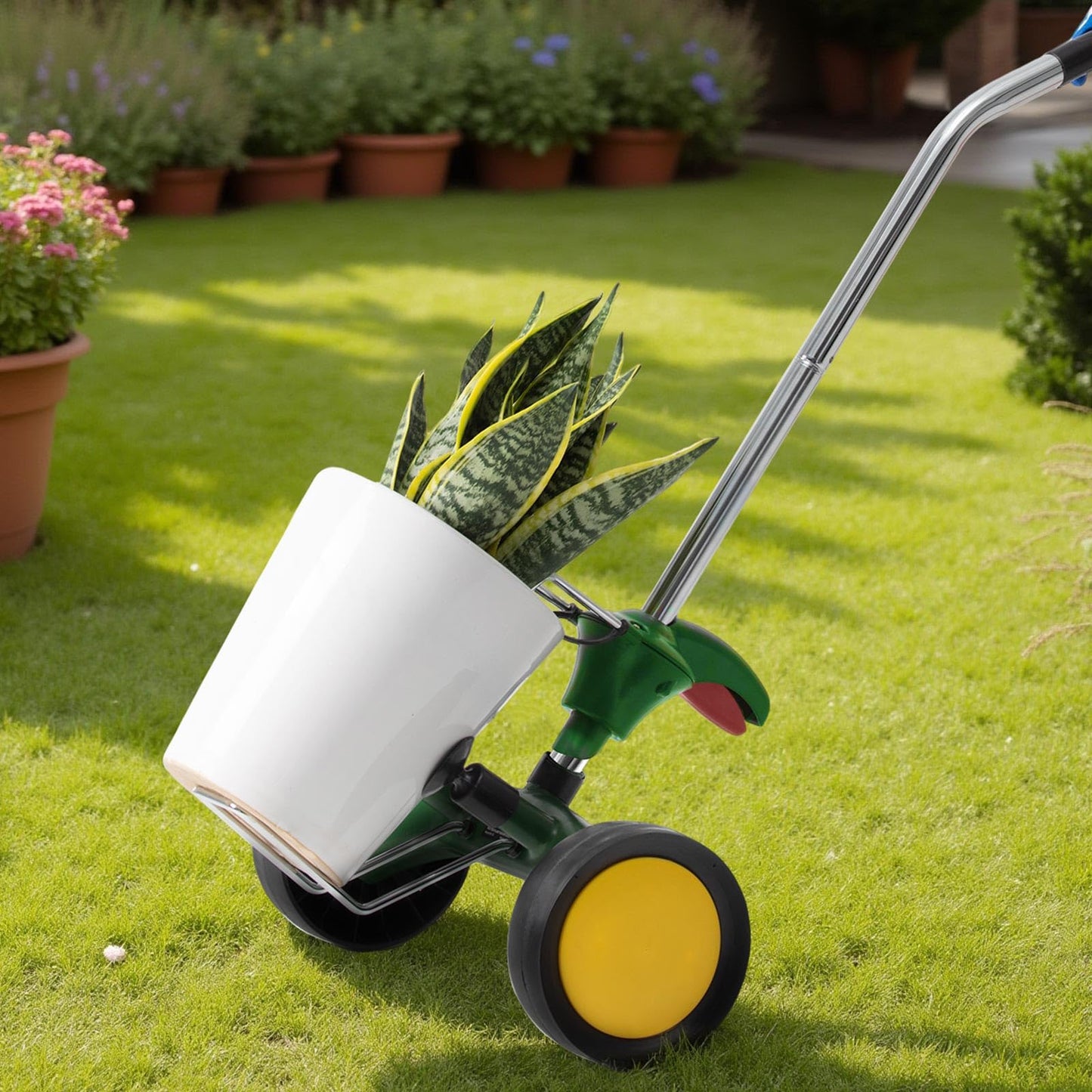 VEVOR Garden Pot Mover, Heavy Duty Plant Dolly Cart with Adjustable Grabbing Arm, Max 143 LBS Weight Capacity, Potted Plant Mover Dolly with Suction Cup and Secure Lock, Fits for Indoor & Outdoor Use