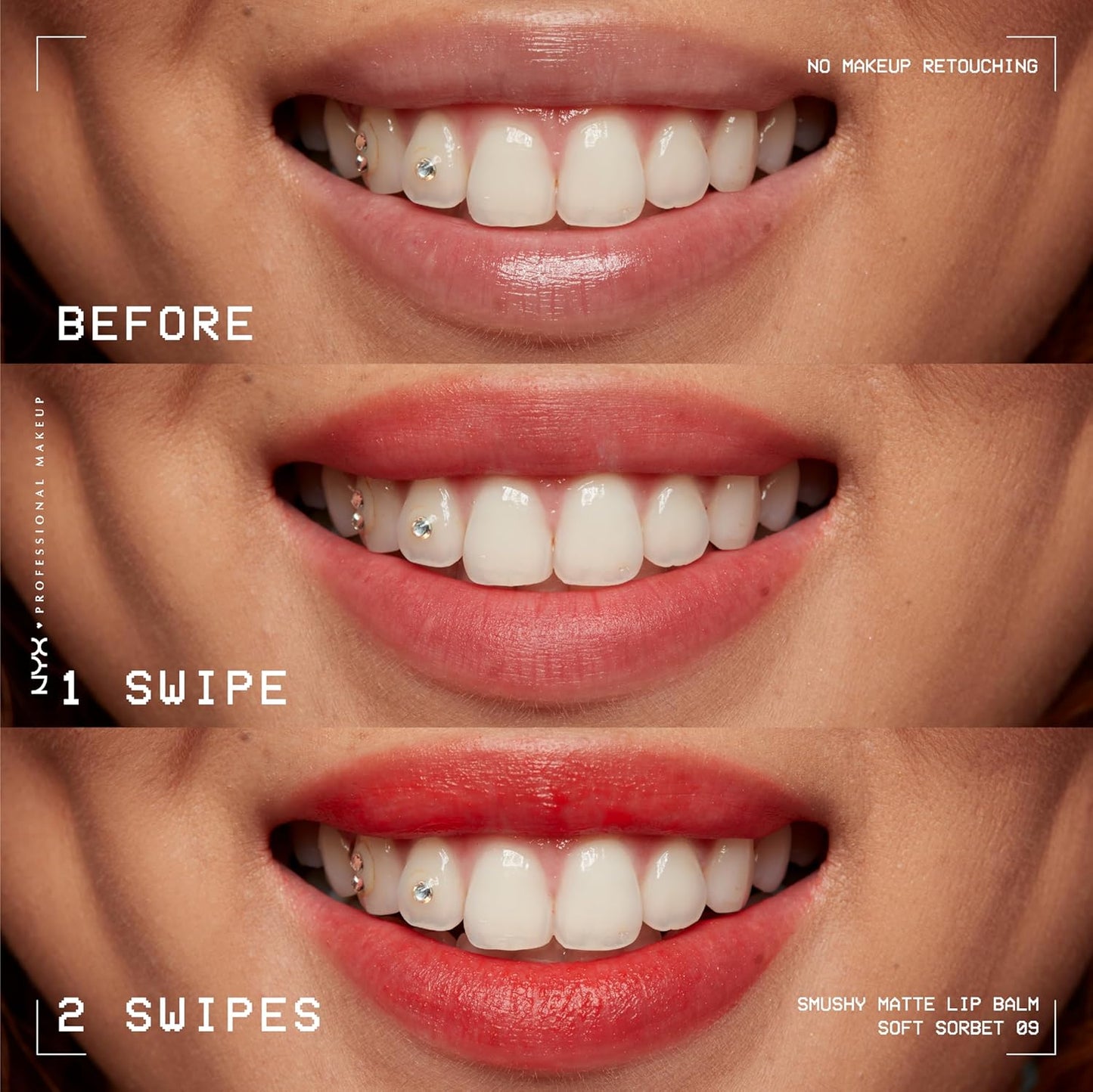 NYX PROFESSIONAL MAKEUP Smushy Matte Lip Balm, Tinted Lip Moisturizer with Soft, Matte Finish - Soft Sorbet (Orange)