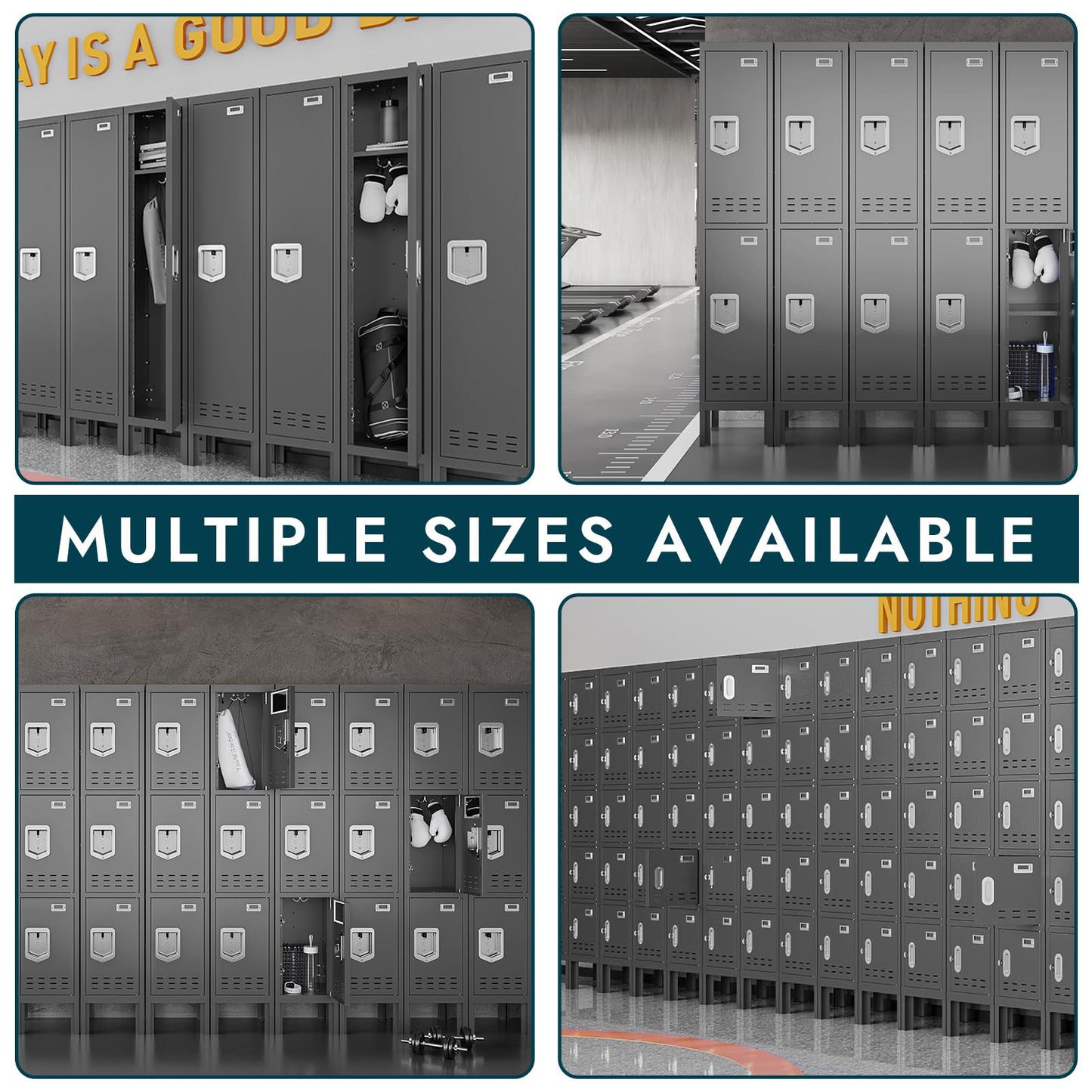BUTISOW Metal Lockers - 66" Height Steel Lockers for Employees with 5 Door Storage Locker with Card Slot for Employees Gym School Home Office Garage - Assembly Required
