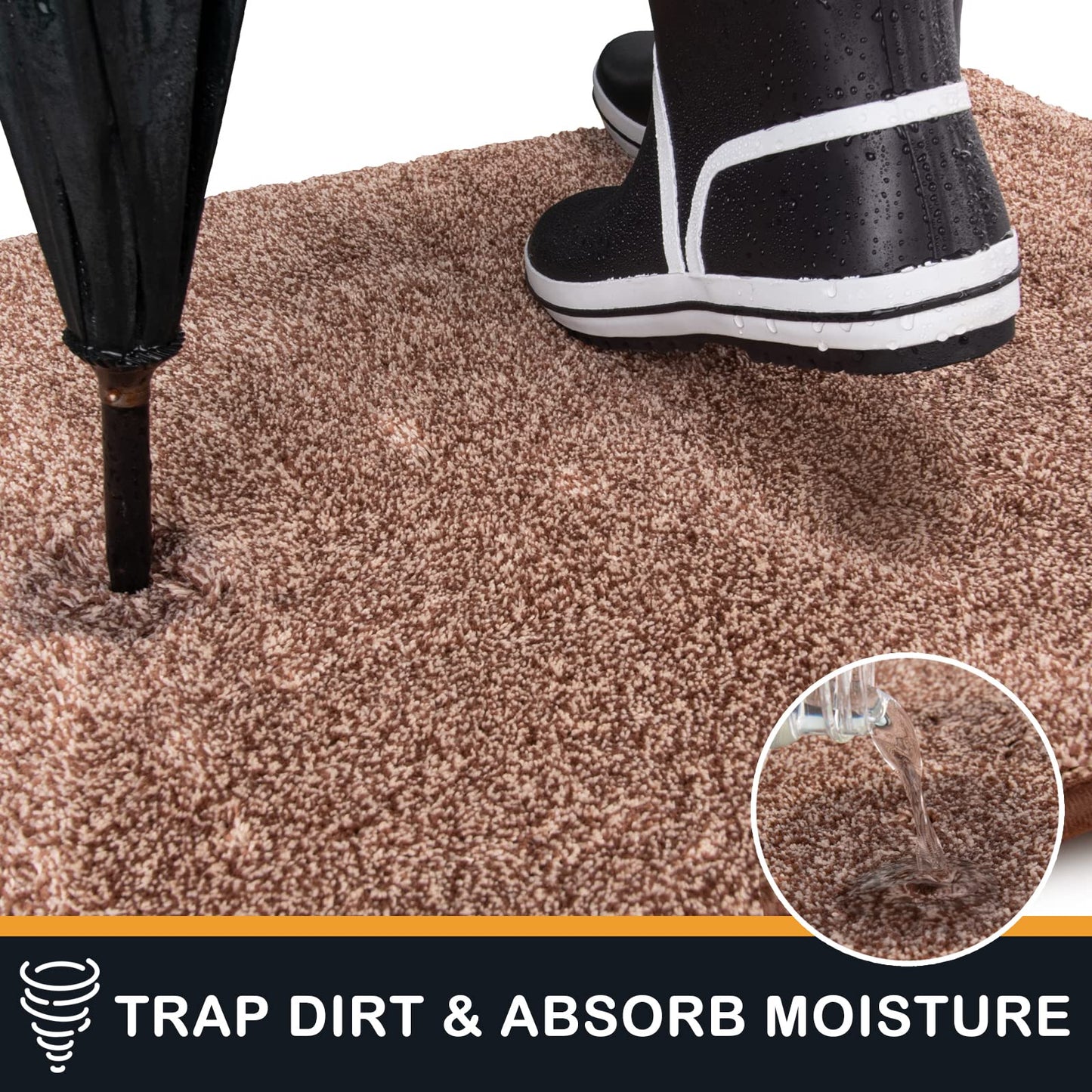 PURRUGS Dirt Trapper Door Mat 34" x 59", Non-Slip Machine Washable Entry Rug, Shoe Scraper, Dog Doormat, Super Absorbent Welcome Mat for Front & Back Door, Muddy Shoes & Paws, Brown-Light Cream