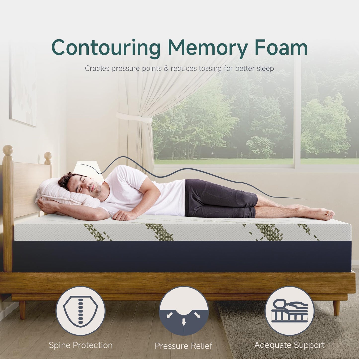 KONFEIN 12 Inch Queen Mattress, Gel Memory Foam Bed in a Box, Medium Firm, CertiPUR-US Certified, Pressure Relief, Comfortable Sleep for Couples, Adults, Guest Rooms