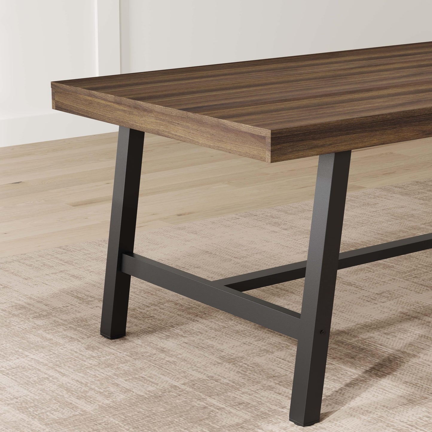 GarveeHome Industrial Dining Table for 6-8 People, 70.87" Long Wooden Kitchen Table with Sturdy Metal Frame & Rustic Brown Finish (Brown, 70.87" Long)