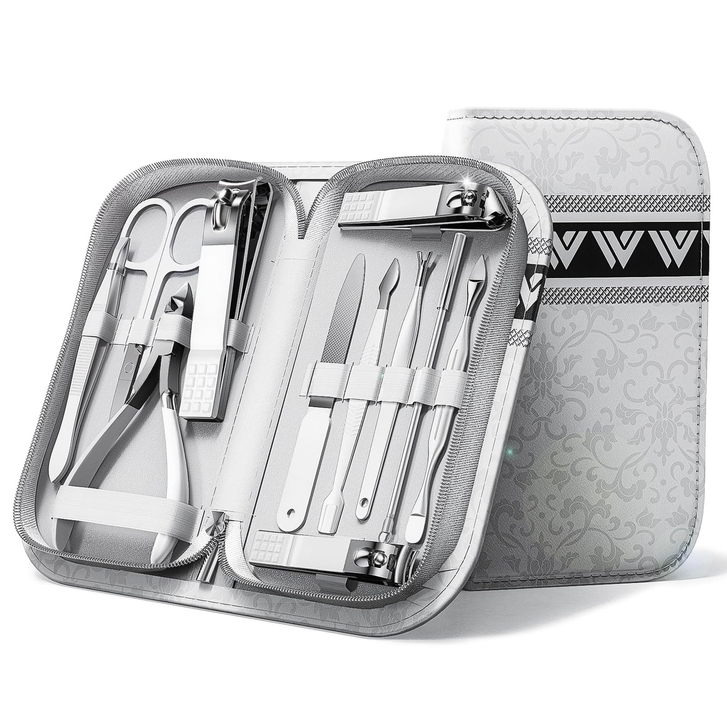 Wesdut Manicure Set - [ Rust-proof] Travel-Friendly Nail Clipper Set with Case, Professional Nail Clipper Kit for Delicate Nails Nail Scissors, Tweezers Cuticle Nippers - Gift for Her