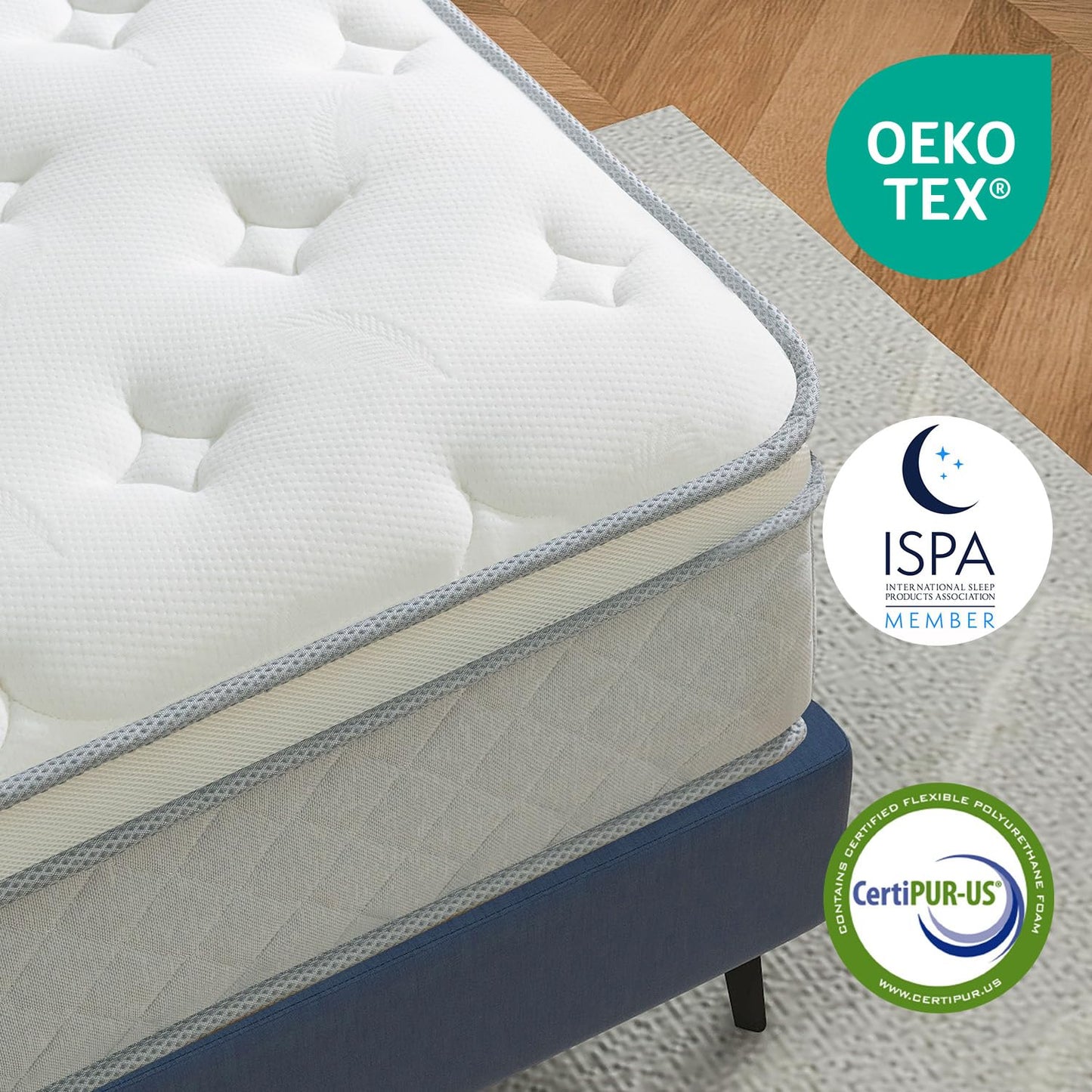 Queen Mattress, 12 Inch Queen Hybrid Mattress in a Box, Plush Pillowtop Memory Foam, Pressure Relief, Cooling-Gel, Upgraded Pocket Spring, Medium Firm, Fiberglass Free, Motion Isolation, CertiPUR-US