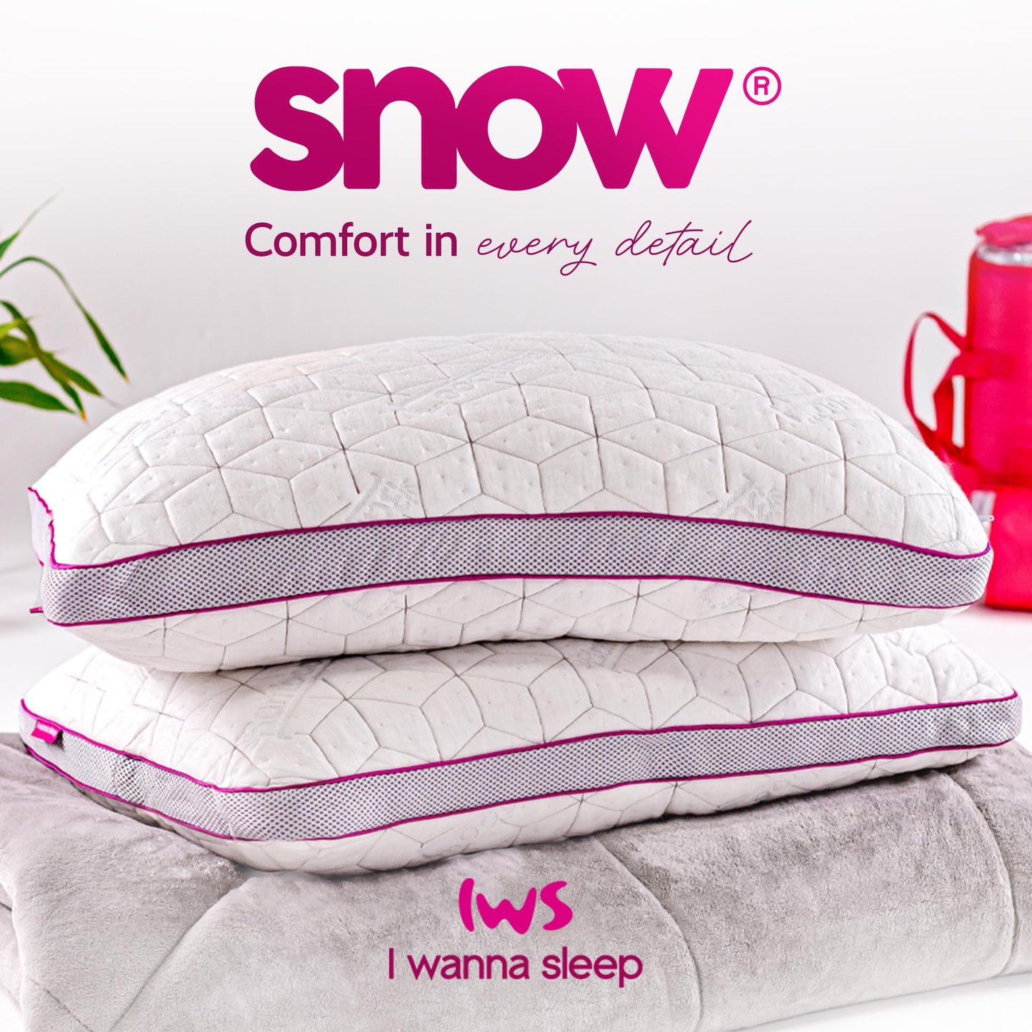 IWS I WANNA SLEEP Adjustable Cooling Pillow, Neck Support, Queen Size Bed Pillows for Sleeping, Gel Cross Cut Memory Foam, Side Sleepers, Snow® Pillow