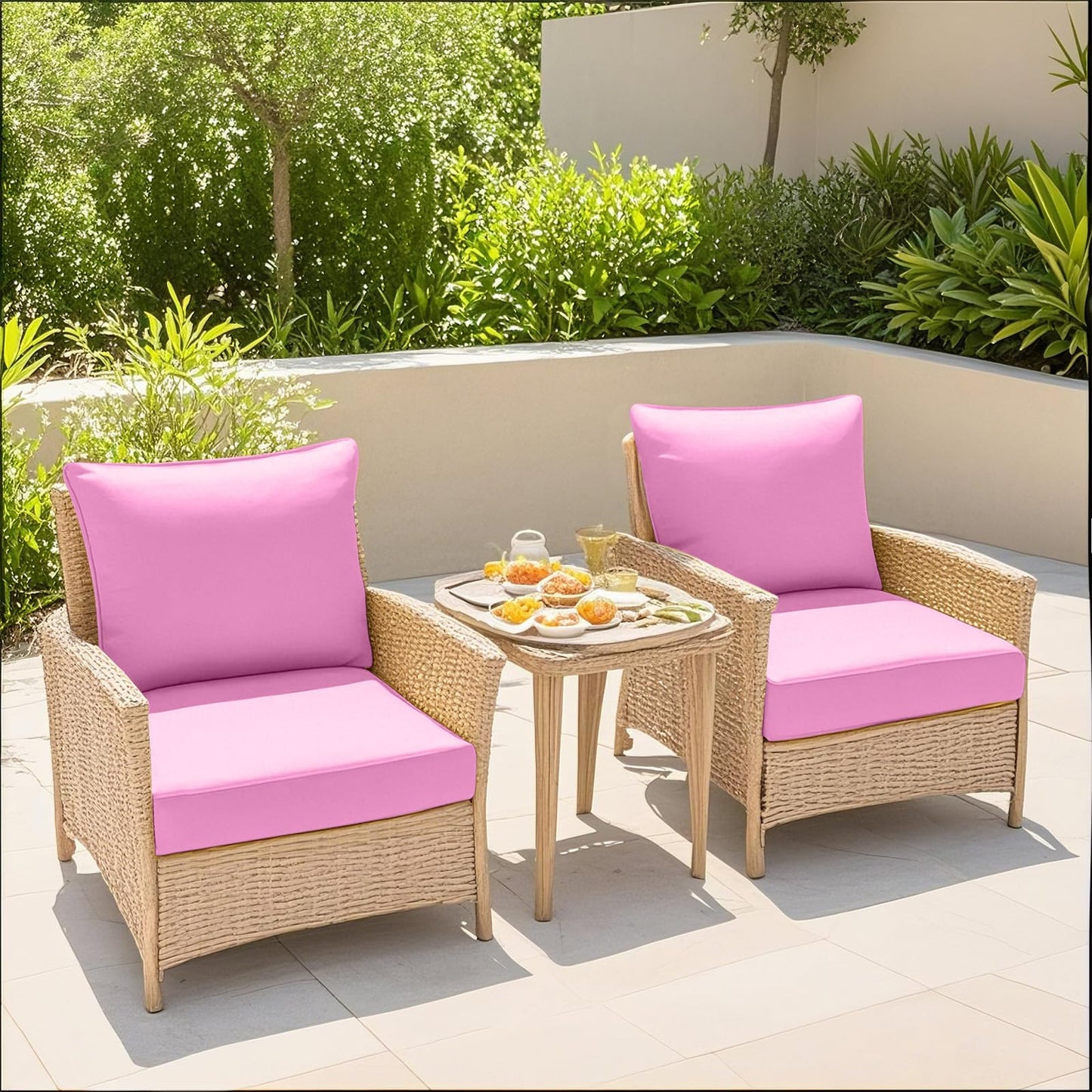 EAGLE PEAK Outdoor Deep Seat Patio Seat Cushion Set, 25 x 25 x 5 inch, 2-Piece Back Chair Cushion, Set of 2, Pink