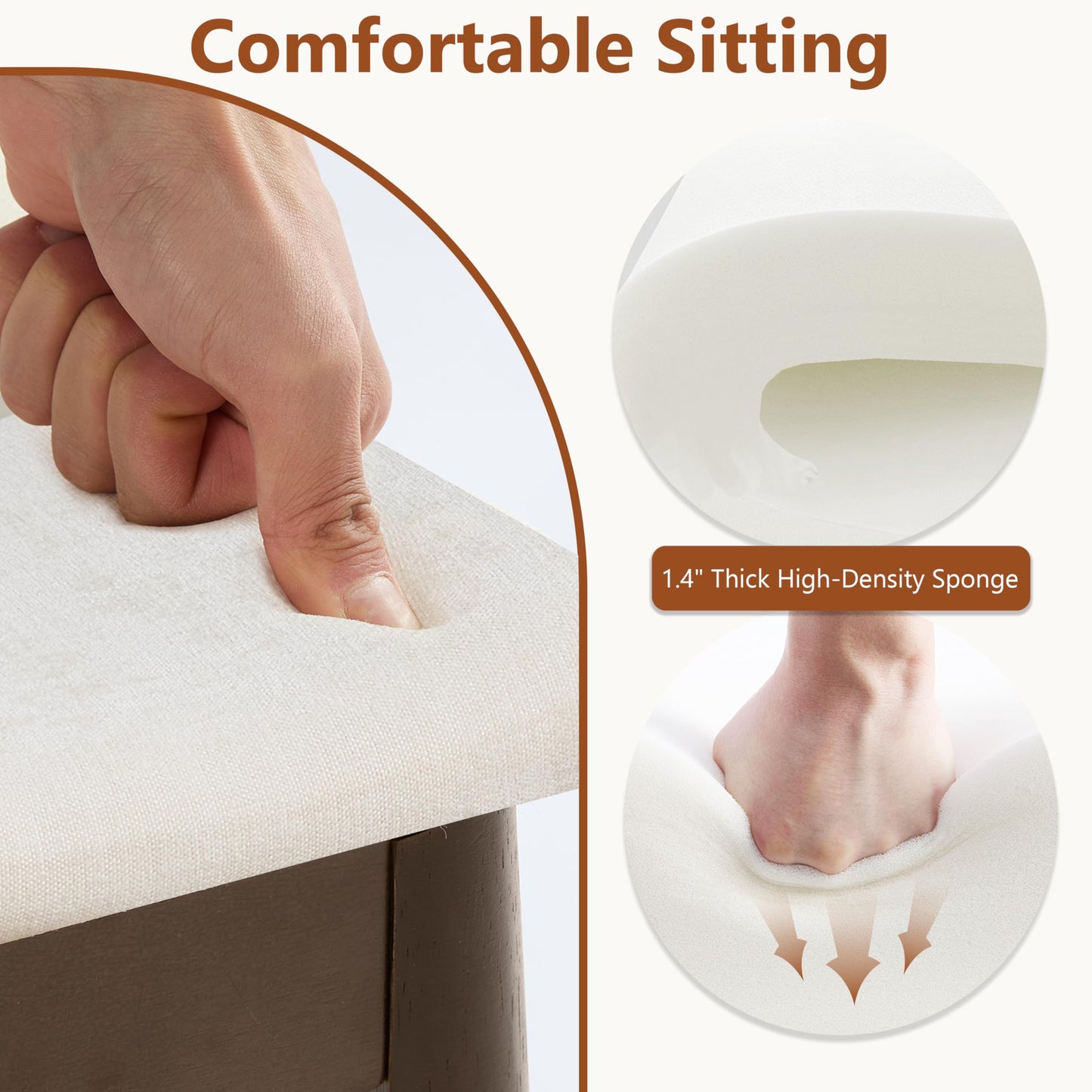 Royal Windsor Vanity Stool with Saddle Cushion, 18 Inch Makeup Vanity Chair for Living Room, Morden Foot Stool Ottoman Piano Bench, Upholstered Vanity Bench Seat for Bedroom, White