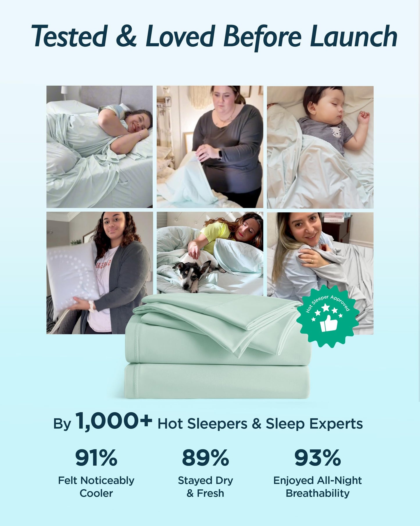 Breescape Cooling Sheet Set King Size - BlendTek™ Dry & Cool Technology for Hot Sleepers and Night Sweats, Q-Max>0.46 Tech, Deep Pocket Up to 18", 360° Elastic Band, Mint Green