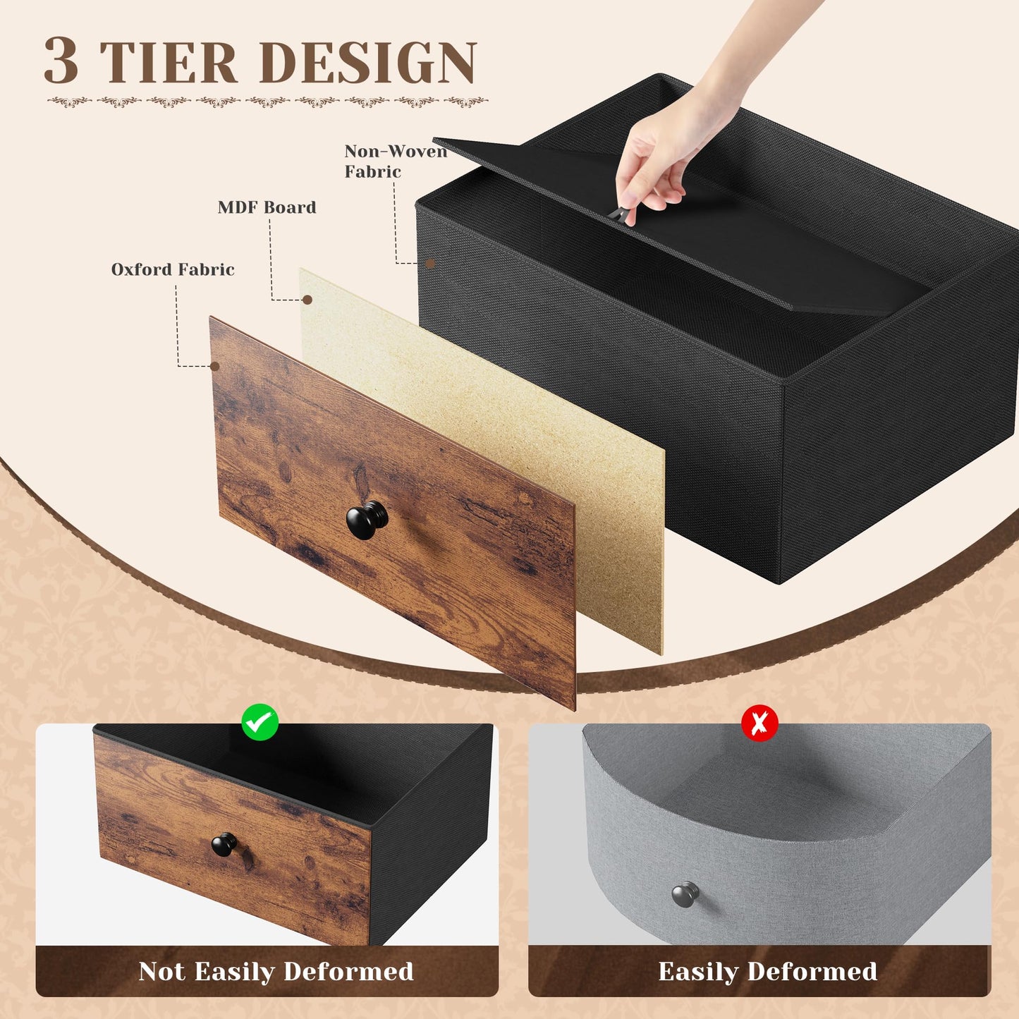 Romorgniz 12 Drawers Dresser for Bedroom, 52.2''H Tall Dresser for Closet, Dressers & Chests of Drawers with Wooden Tabletop, Metal Frame, Dressers for Bedroom, Hallway,Closet, Rustic Brown