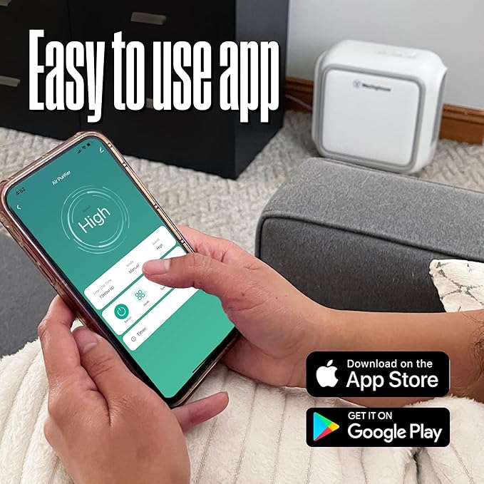 Westinghouse Smart Air Purifier | Medium Room 505 sf | HEPA Filter NCCO Technology | 4-Stage Medical-Grade Filtration | Kills, sanitizes removes bacteria, Pet Dander, Dust, Smoke, Odor, Pollen | WH50