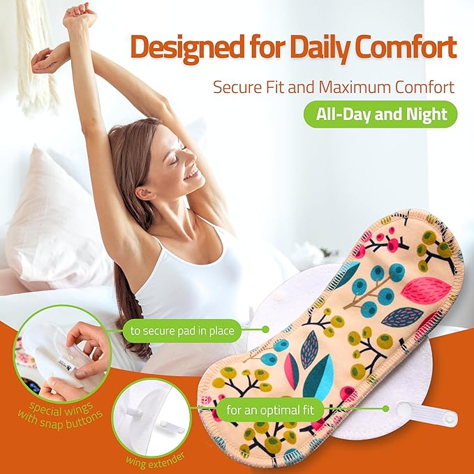 Organic Cotton Reusable Panty Liners for Women & Teens (Small, 7-Pack); High-Temp Washable Cloth Liners Made in EU; Stay Fresh & Dry, for Daily Vaginal Discharge Only; 100% Breathable (no PUL/TPU)