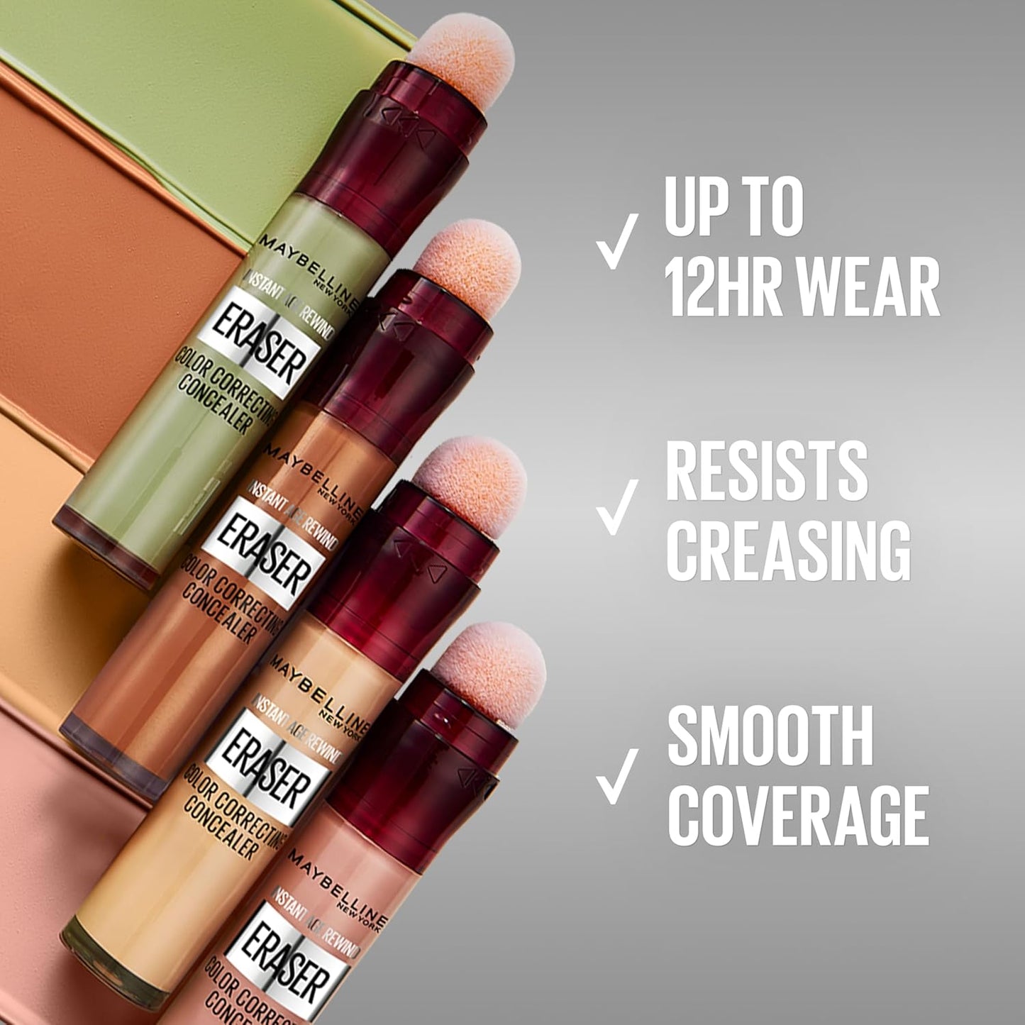 Maybelline Instant Age Rewind Instant Eraser Color Correcting Concealer, Crease-Resistant Coverage, Up to 12HR Moisturizing Wear, Orange Color Corrector, 159, 1 Count