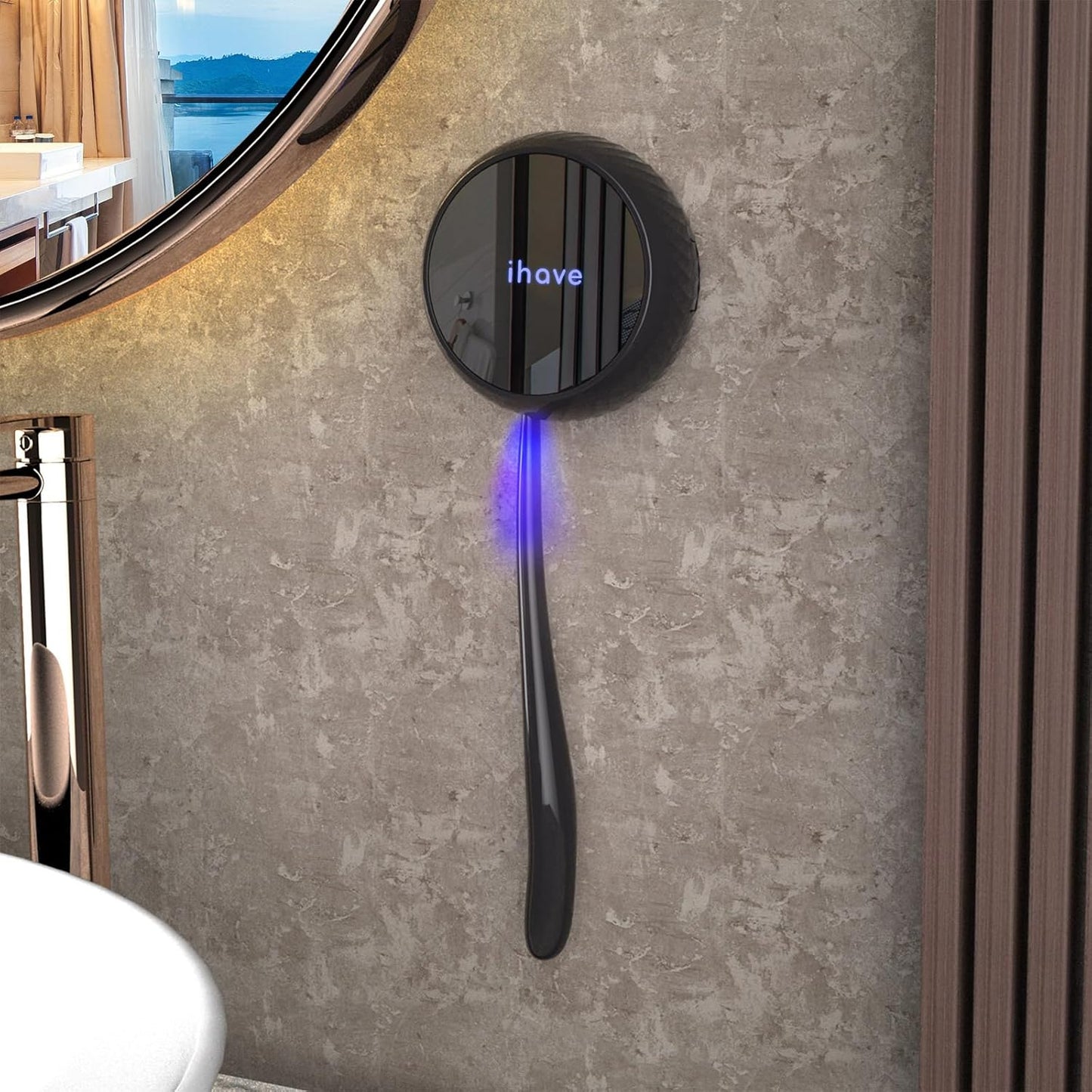 iHave Toothbrush Sanitizer – Wall-Mounted UV Toothbrush Holders for Bathrooms, Stylish Bathroom Accessories and Bathroom Decor for Home & RV, Travel Essentials, Cool Gadgets (Black)
