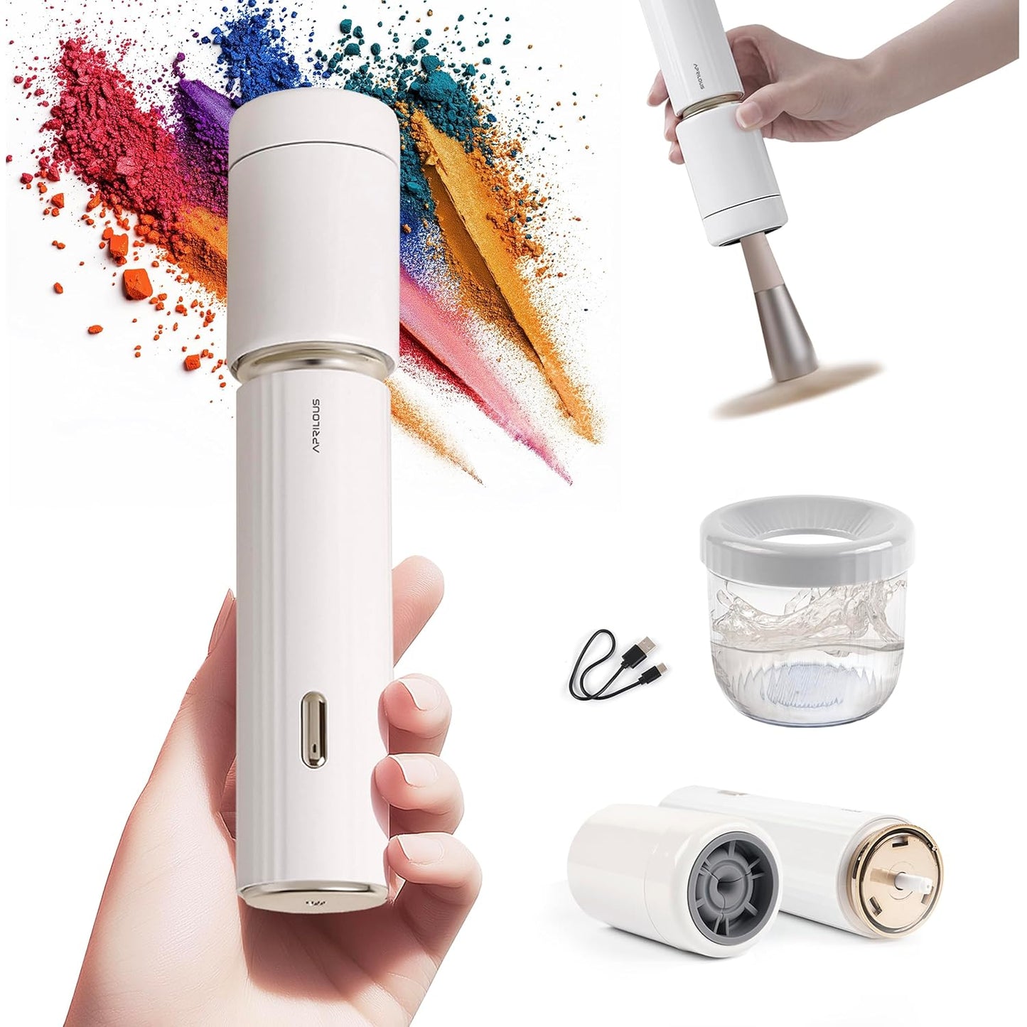 Electric Makeup Brush Cleaner Bundle with Tea Tree Oil Cleaner 6.76 fl.oz & Silicone Mat
