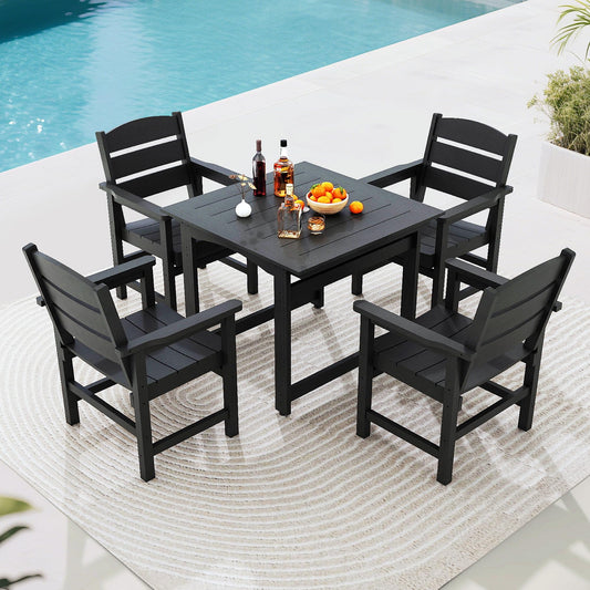 Congfutt HIPS All-Weather Patio Dining Table Sets 5-Piece,Outdoor Table and Chairs,Dining Furniture Set with Umbrella Hole,Patio Table and Chairs Sets for 4|for Lawn, Garden, Backyard, Poolside