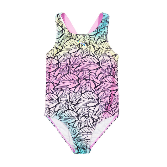 PUMA Girls' Crossback One Piece Swimsuit, Lilac Chiffon, Medium
