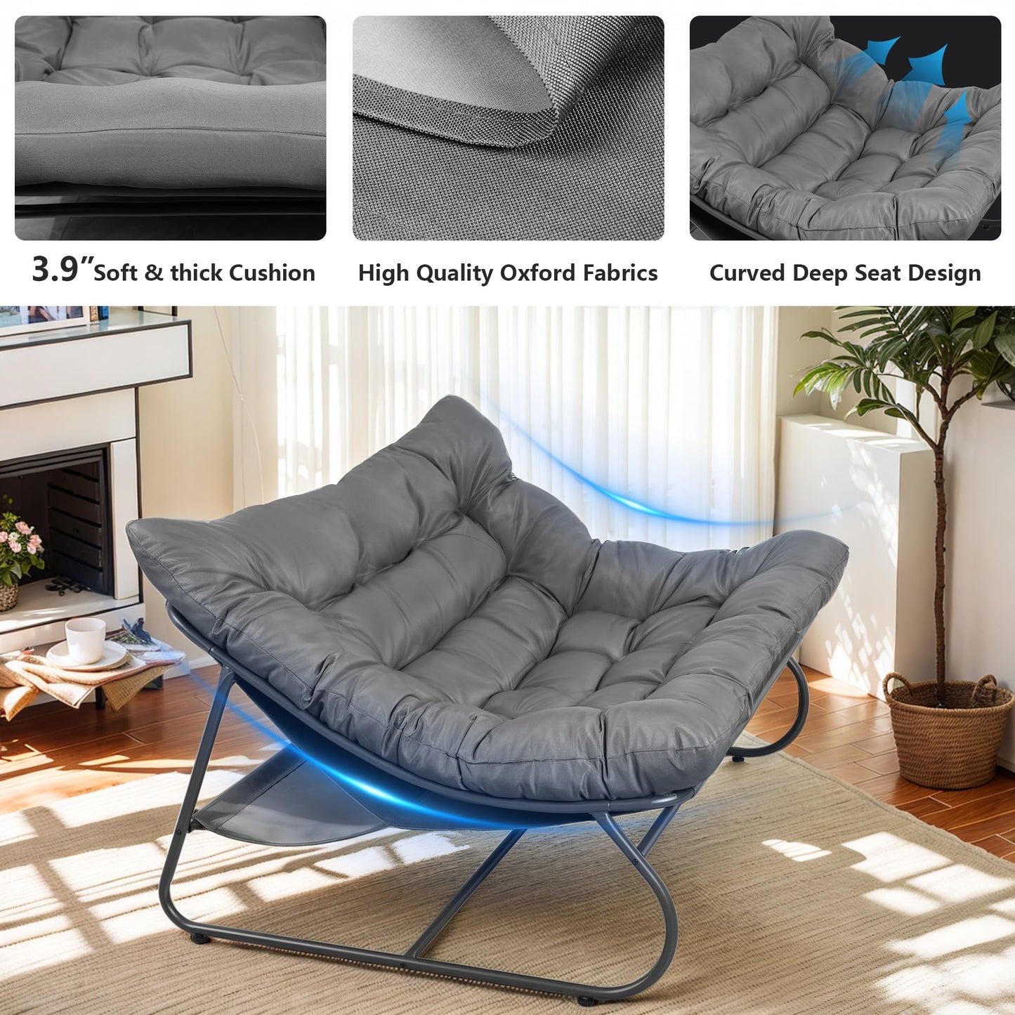 Patio Loveseat with Coffee Table, 2 Seater Oversized Outdoor Couch with Soft Cushion, 2 Pieces Patio Furniture Set, Outdoor Indoor Loveseat with Metal Frame for Porch, Garden, Living Room, Balcony