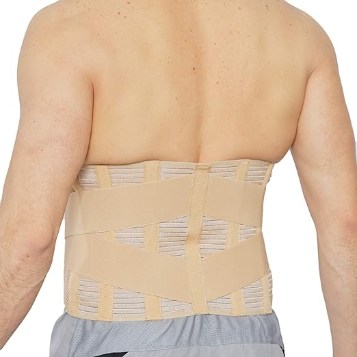 NeoTech Care Adjustable Compression Wide Back Brace Lumbar Support Belt (Beige, Size XXXL)